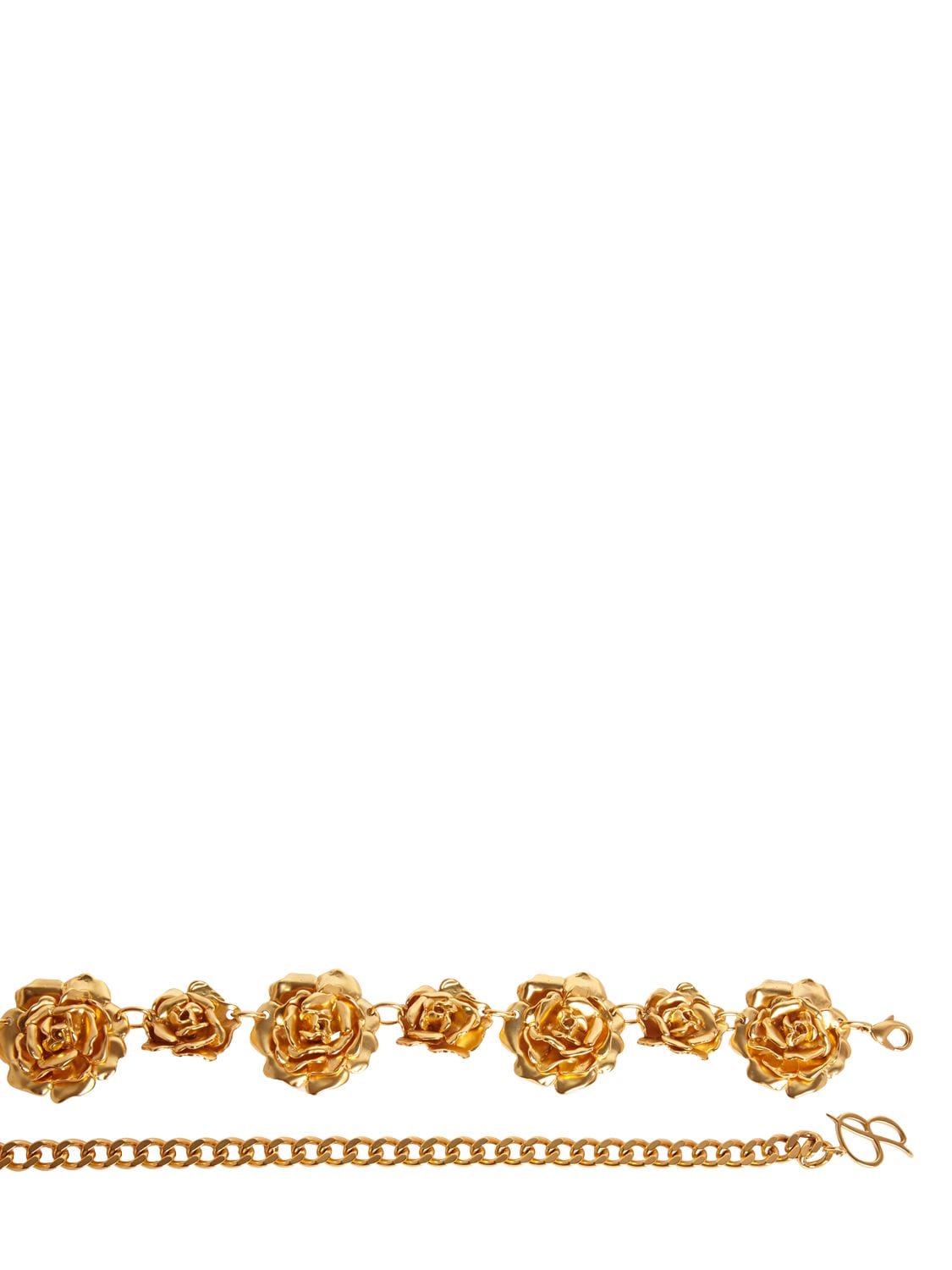 Shop Blumarine Metallic Rose Belt In Oro Satinato