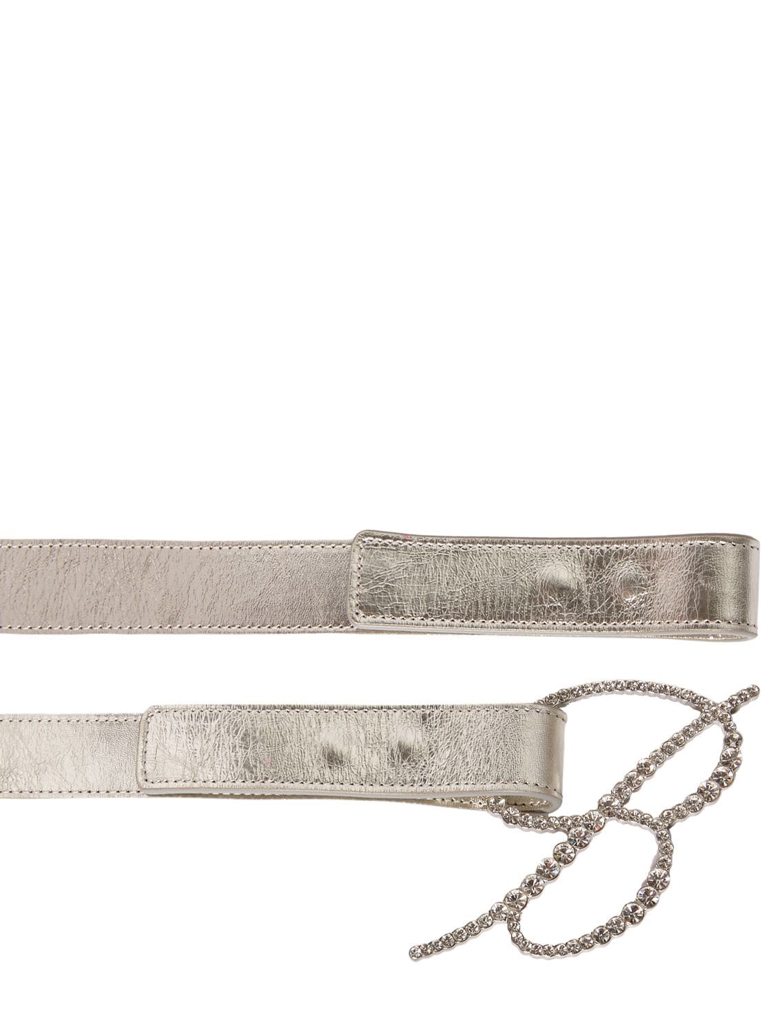 Shop Blumarine B Laminated Leather Belt In Silver