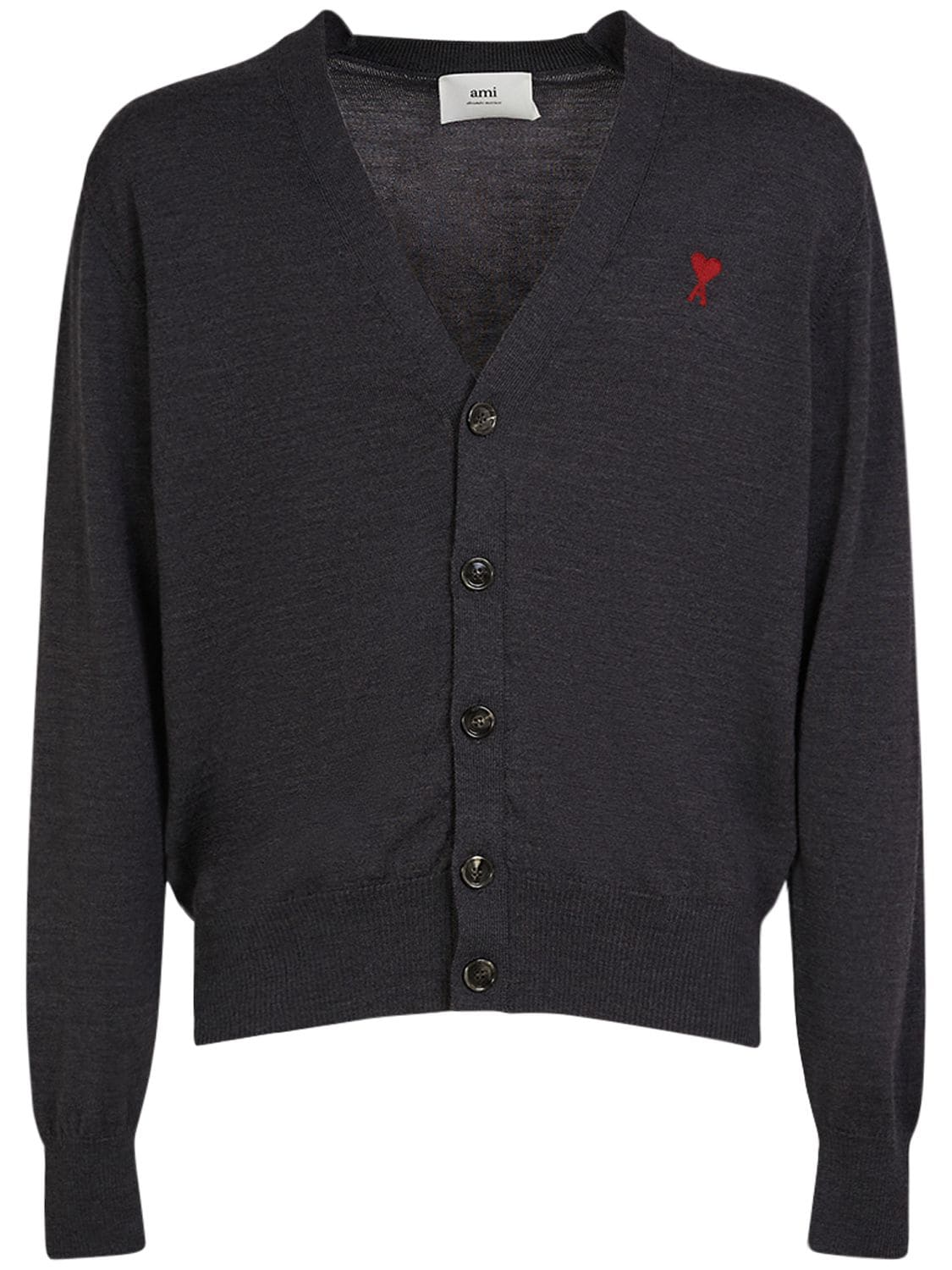 Ami Alexandre Mattiussi Logo-embroidered Wool Cardigan In Black