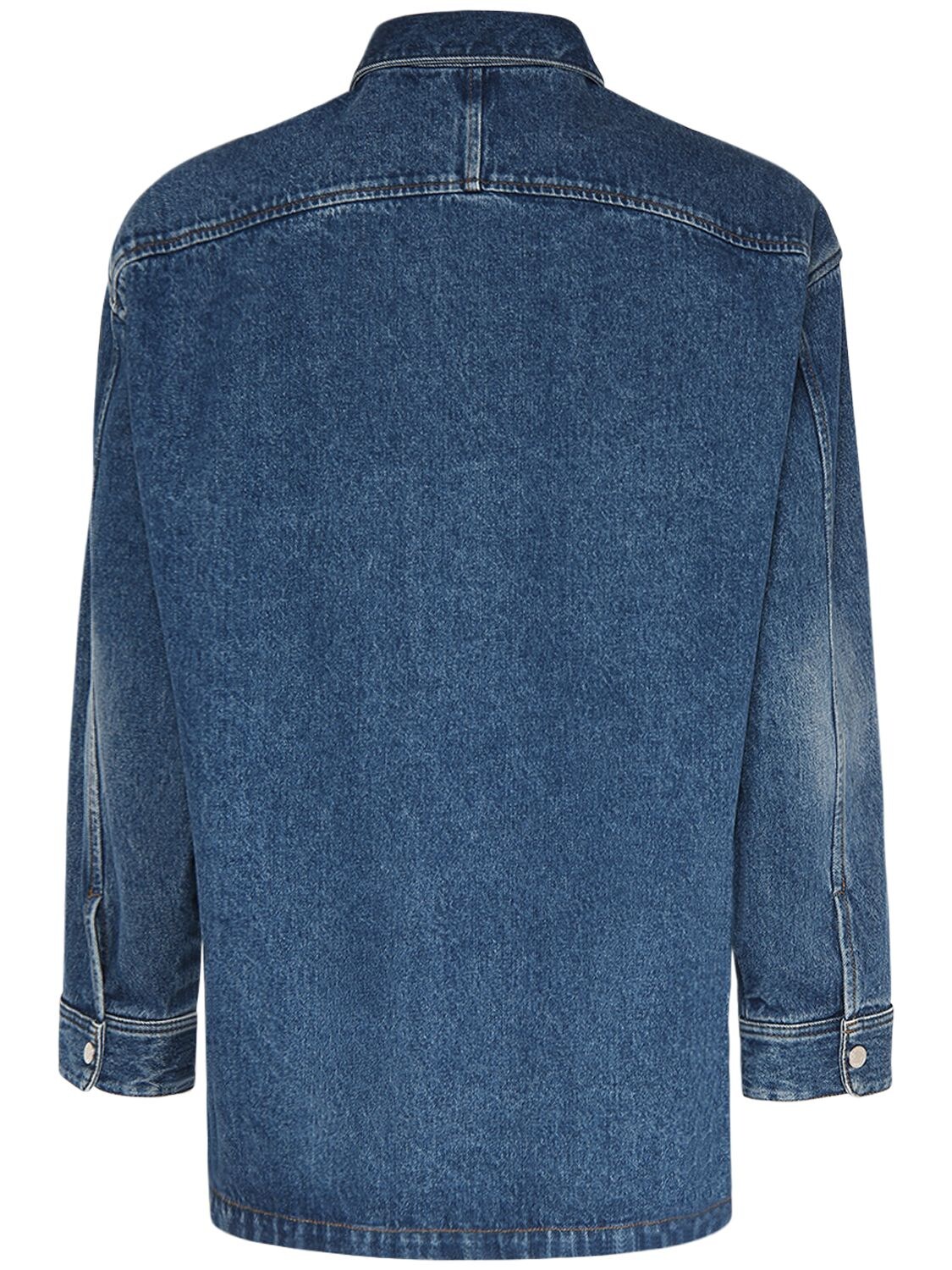 Shop Ami Alexandre Mattiussi Adc Oversized Denim Overshirt In Blue