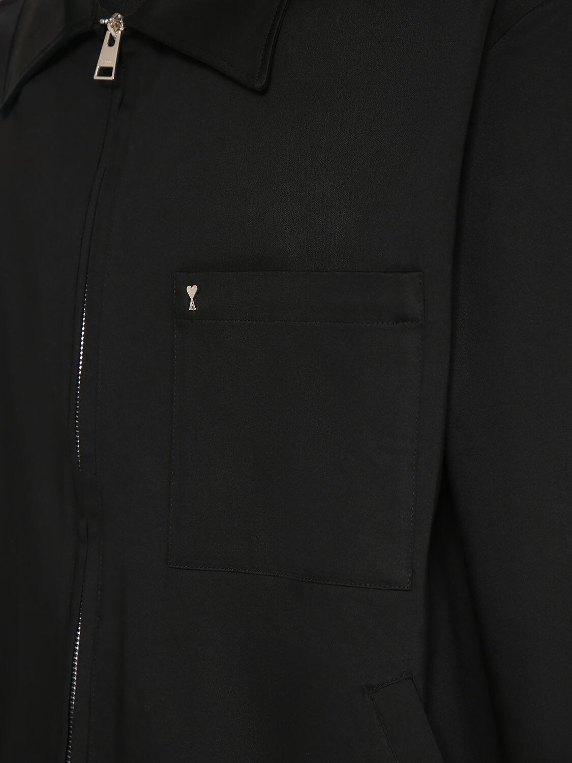 Shop Ami Alexandre Mattiussi Adc Compact Cotton Zip Jacket In Black