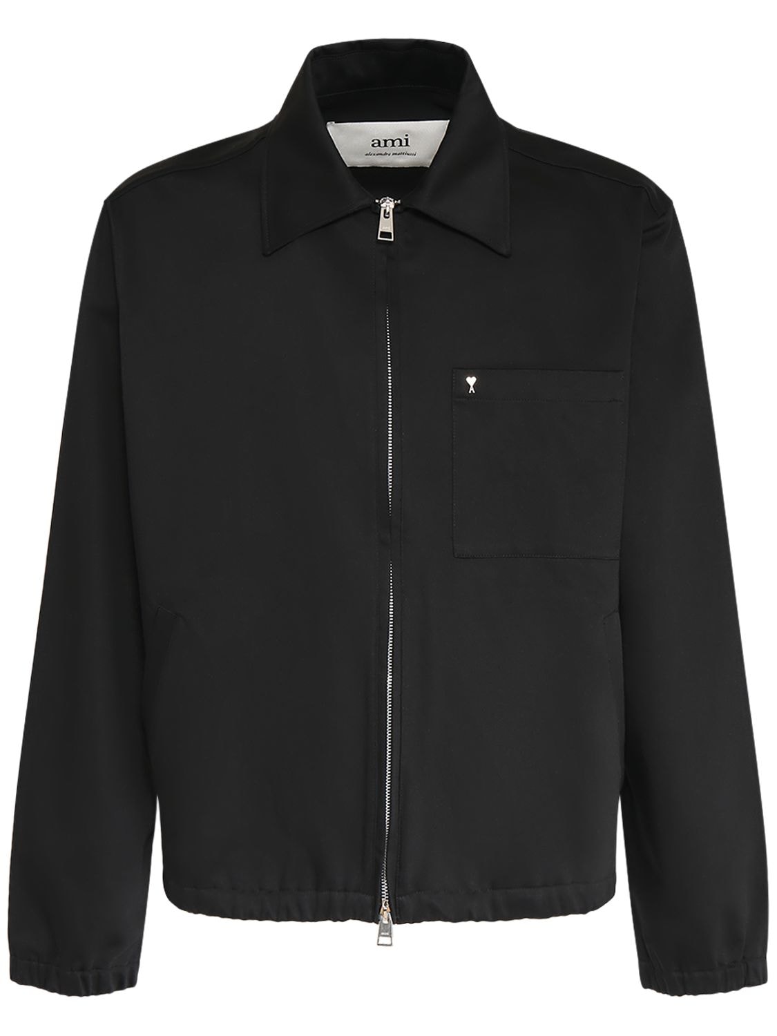 Shop Ami Alexandre Mattiussi Adc Compact Cotton Zip Jacket In Black
