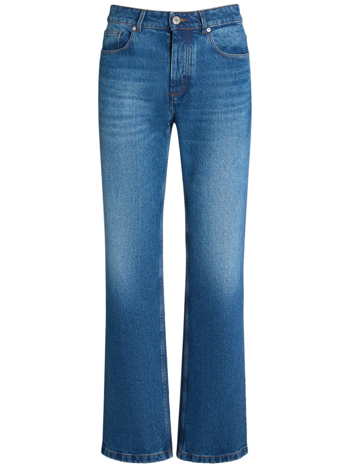 Shop Ami Alexandre Mattiussi Straight Cotton Denim Jeans In Blue