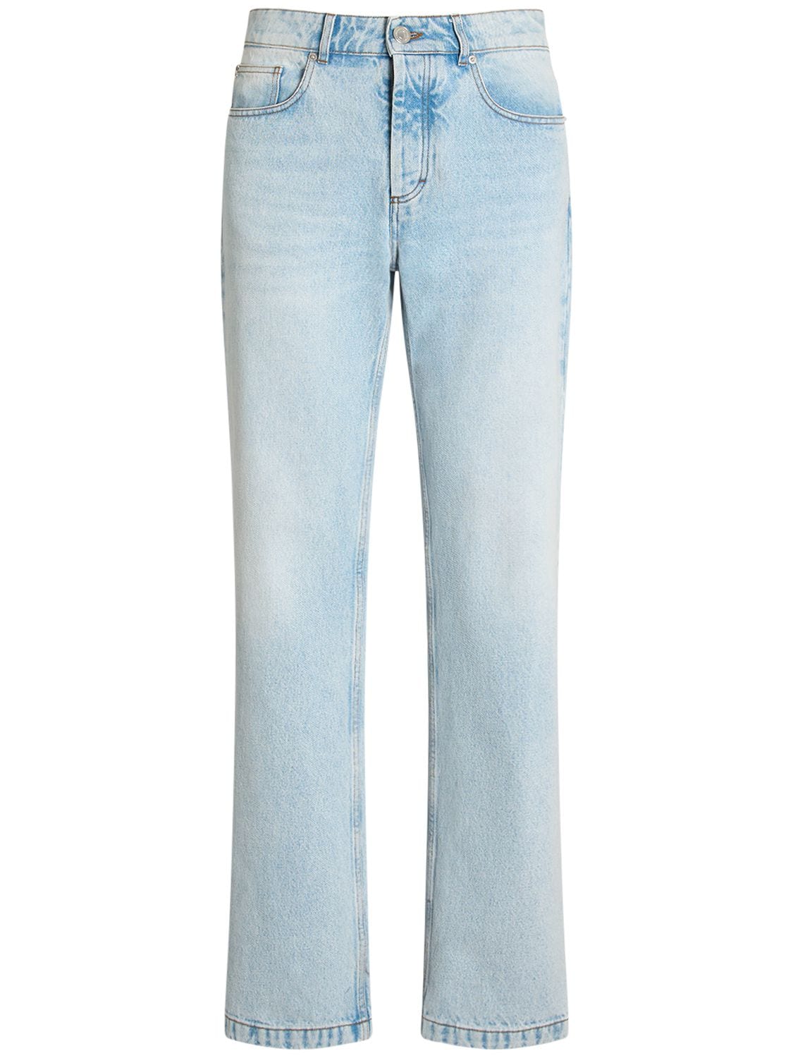 Ami Alexandre Mattiussi Straight Cotton Denim Jeans In Light Blue