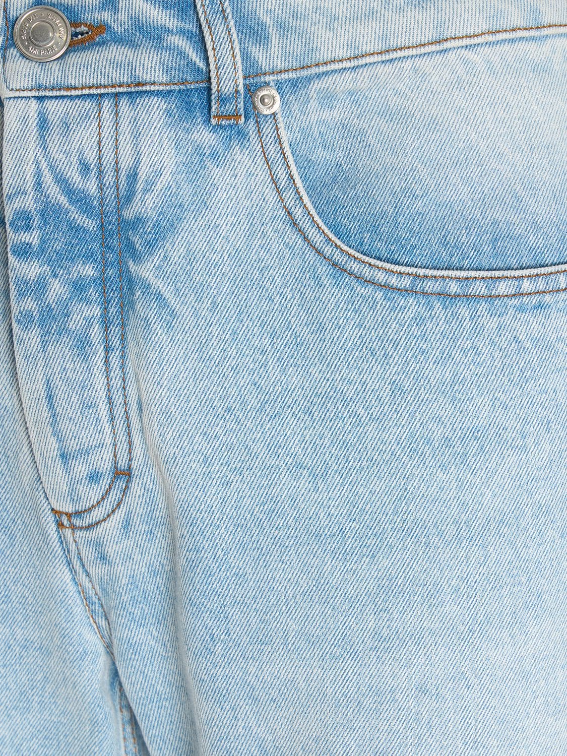 Shop Ami Alexandre Mattiussi Straight Cotton Denim Jeans In Light Blue