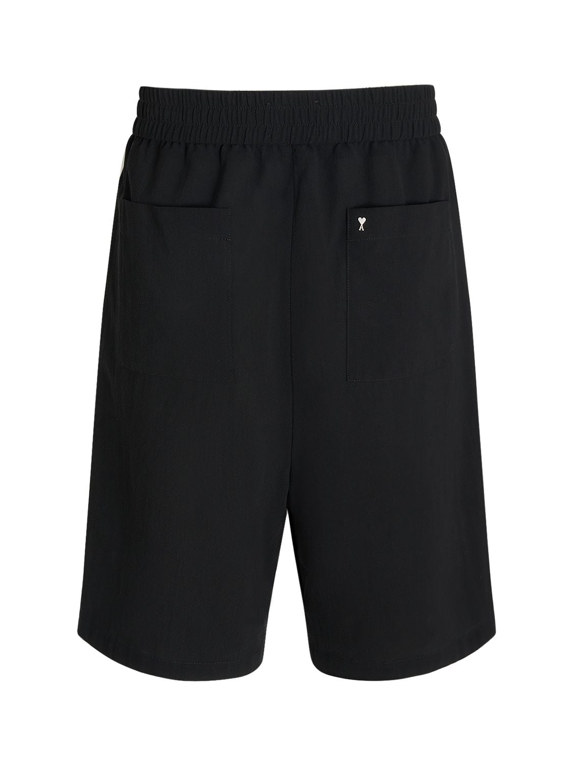 Shop Ami Alexandre Mattiussi Cotton Crepe Bermuda Shorts In Black