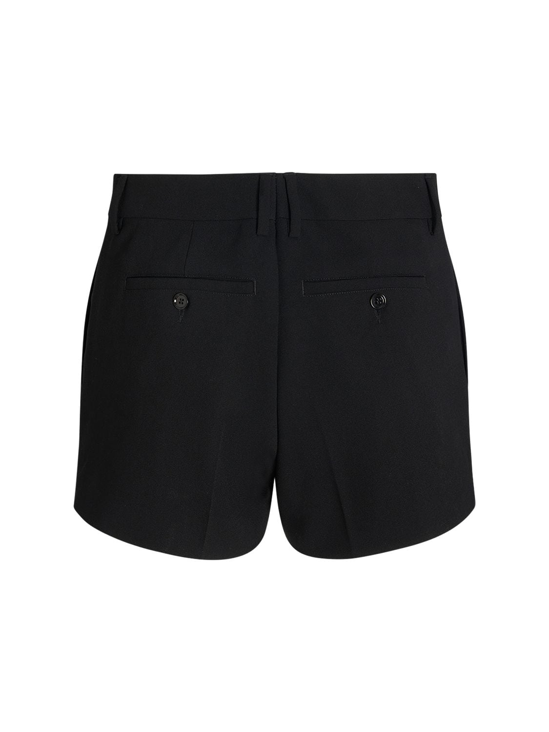 Shop Ami Alexandre Mattiussi Wool Crepe Mini Shorts In Black