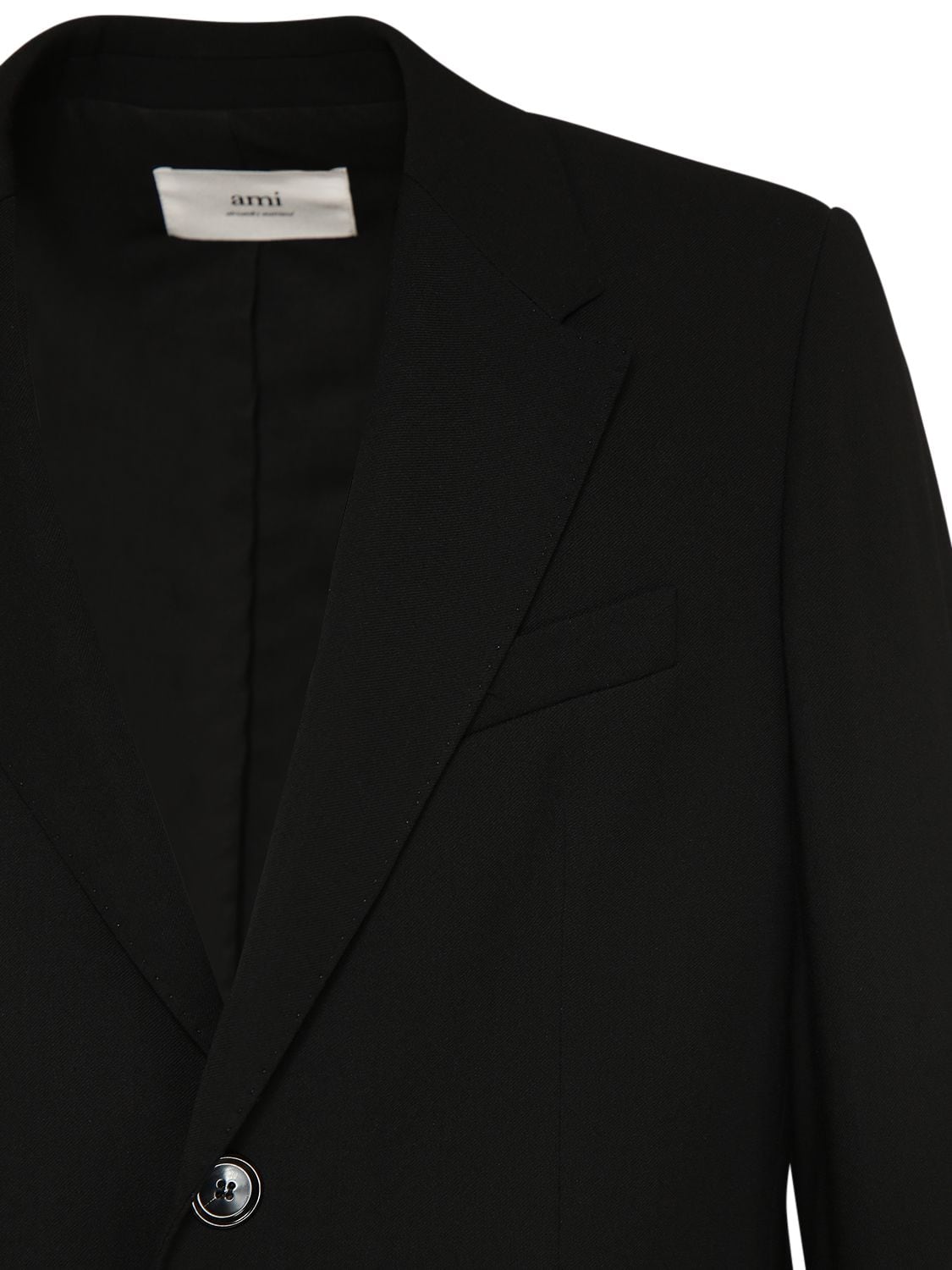 Shop Ami Alexandre Mattiussi Wool Blend Twill Blazer In Black
