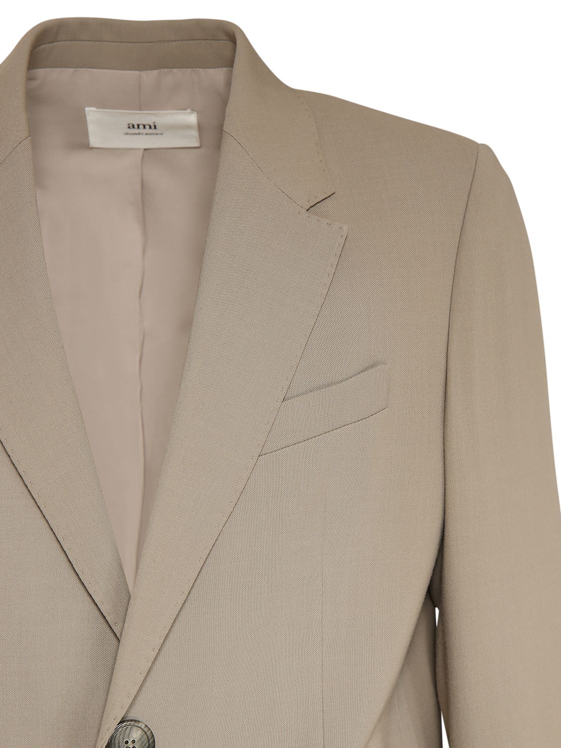 Shop Ami Alexandre Mattiussi Wool Blend Twill Blazer In Light Taupe