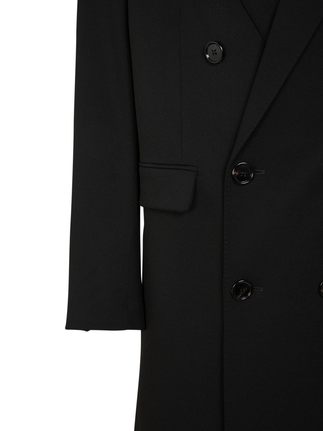 Shop Ami Alexandre Mattiussi Double Breast Wool Gabardine Coat In Black