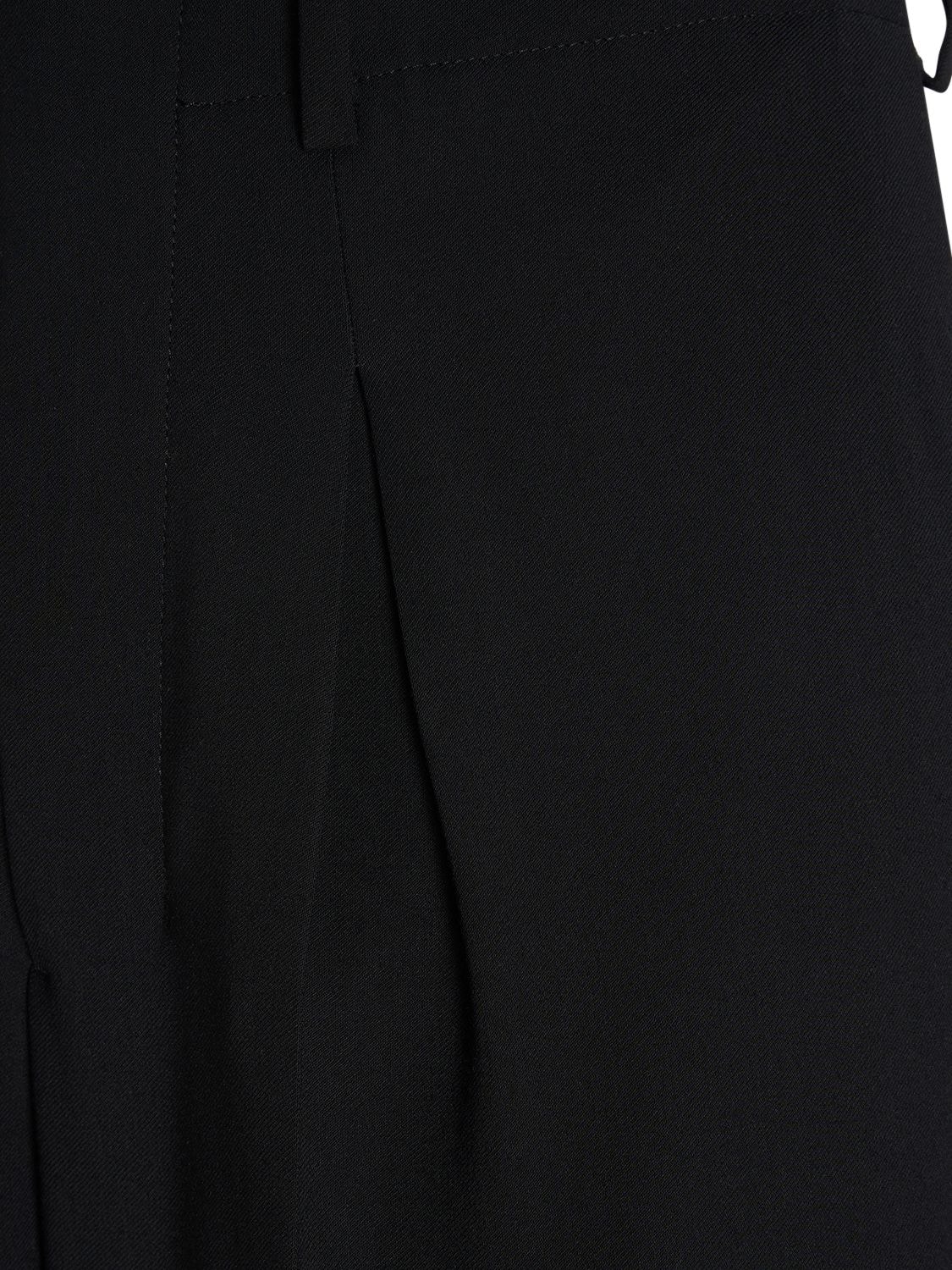 Shop Ami Alexandre Mattiussi Long Wool Blend Twill Bermuda Shorts In Black