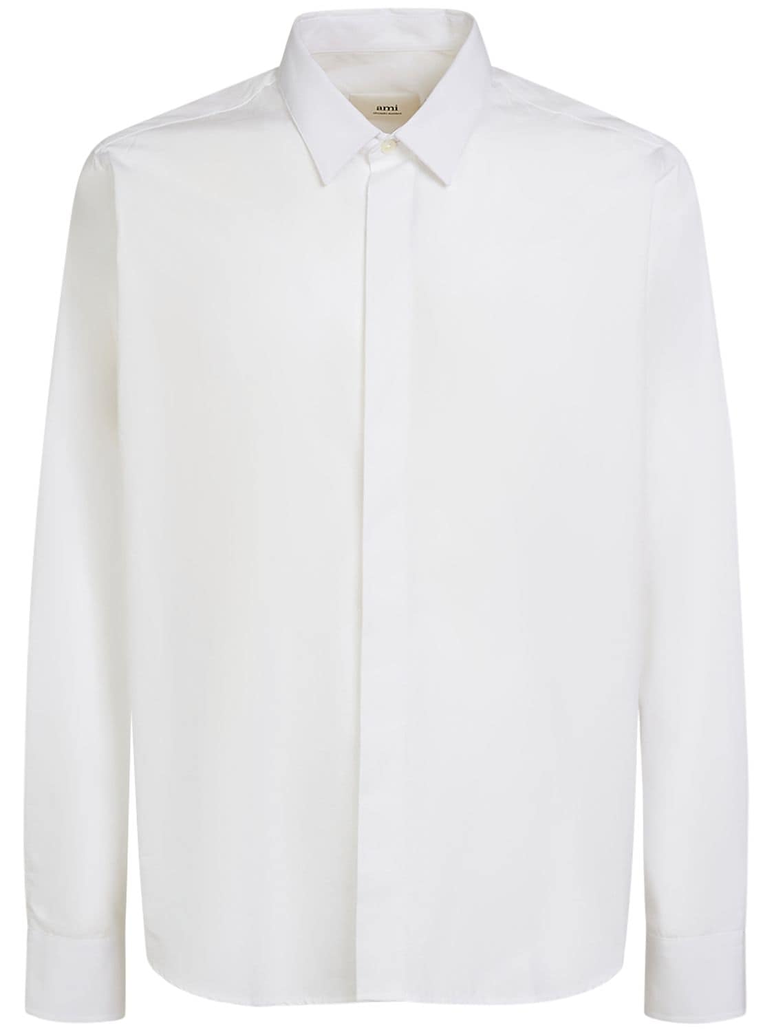 Shop Ami Alexandre Mattiussi Classic Cotton Poplin Shirt In White