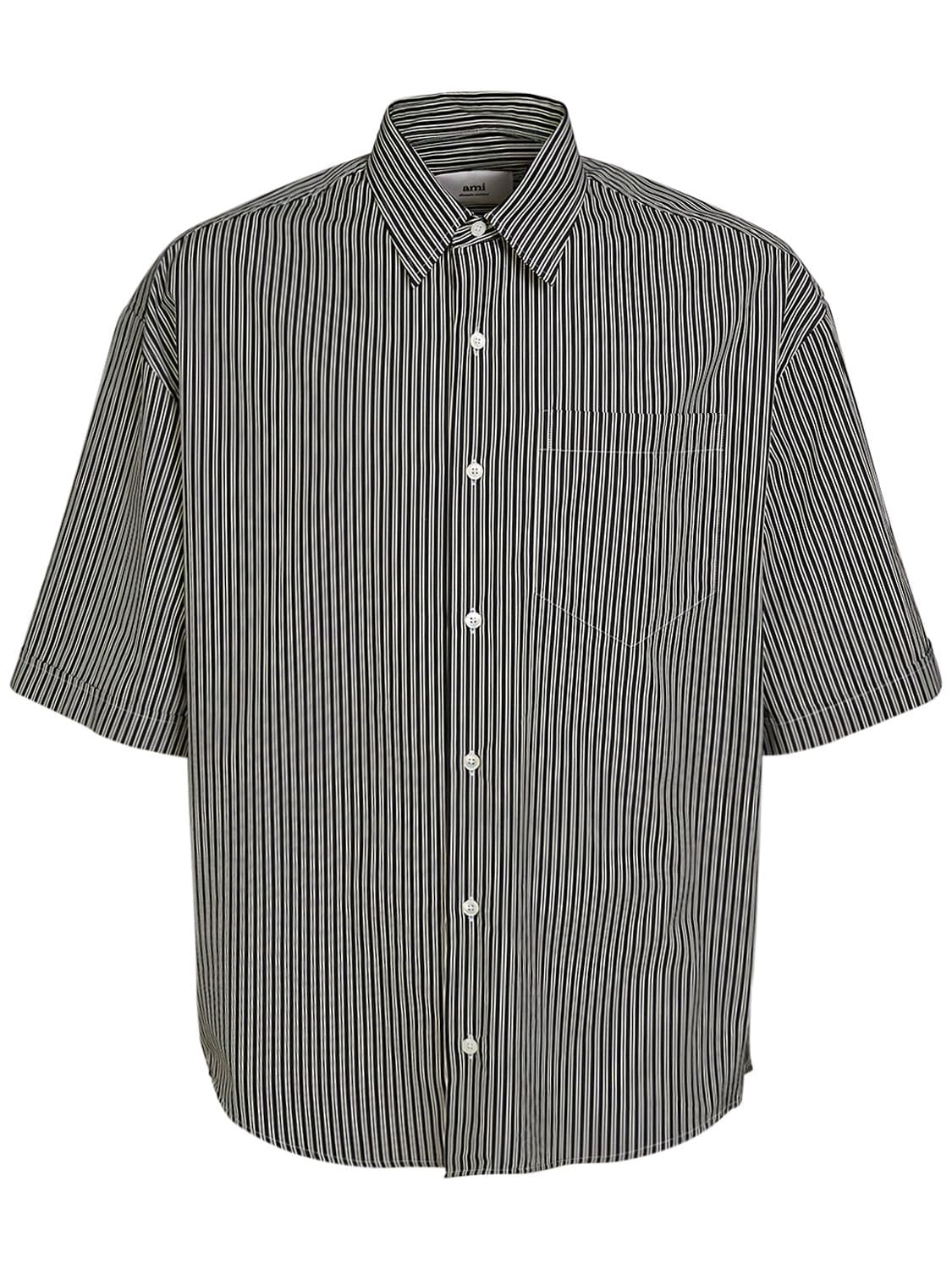 Image of Striped Cotton Boxy Fit Shirt