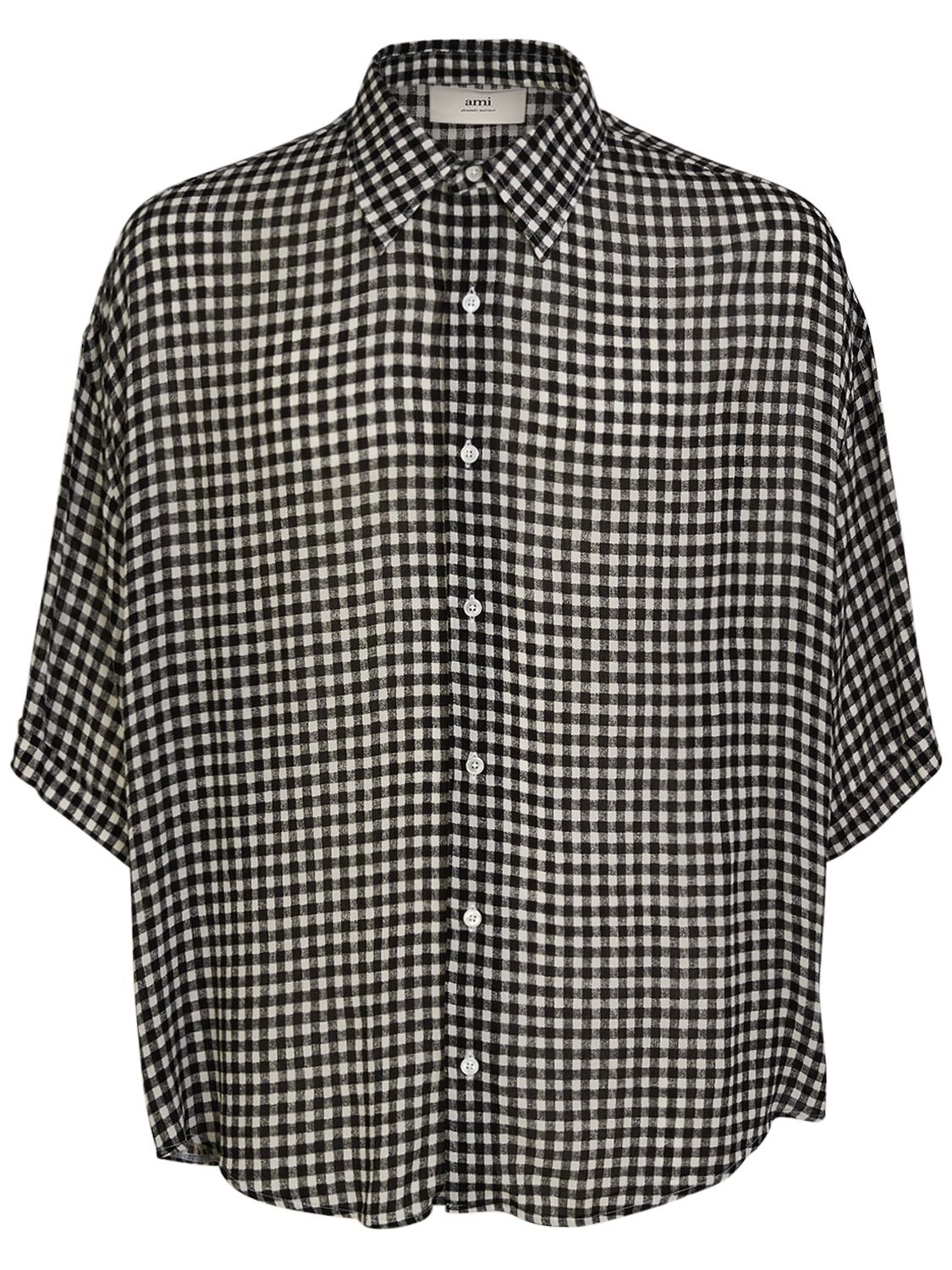 Image of Check Print Viscose Crepe Shirt