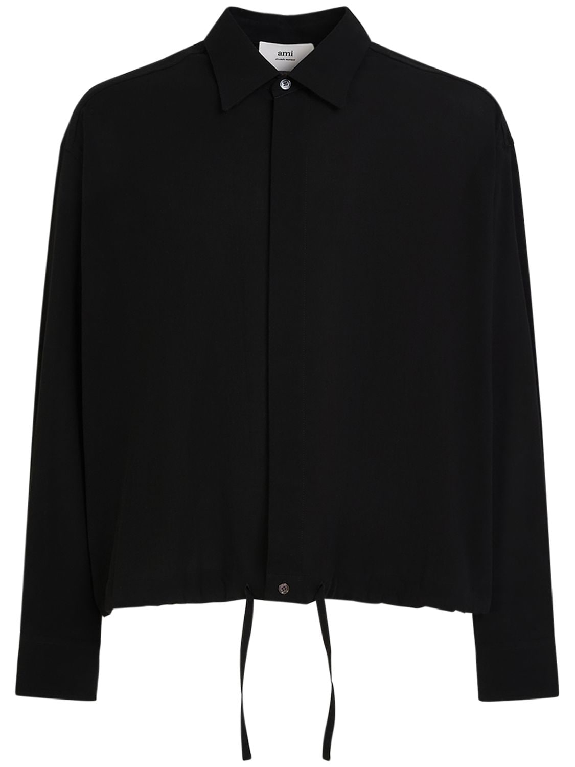 Ami Alexandre Mattiussi Cotton Crepe Shirt W/drawstring In Black