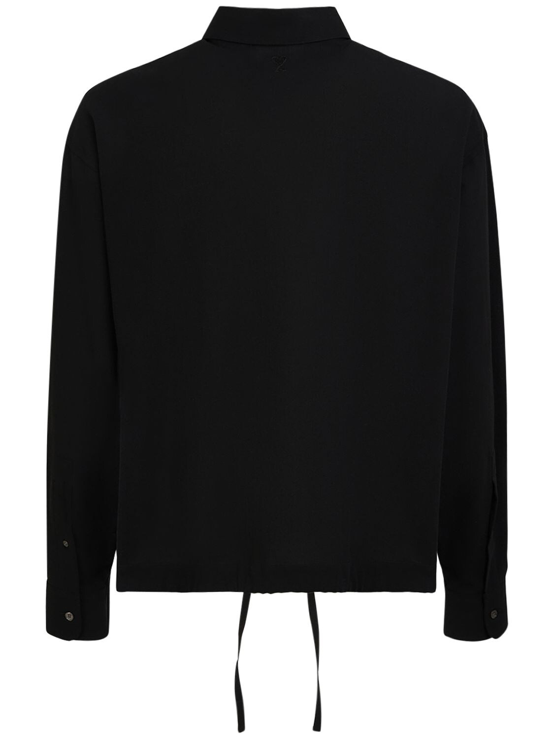 Shop Ami Alexandre Mattiussi Cotton Crepe Shirt In Black