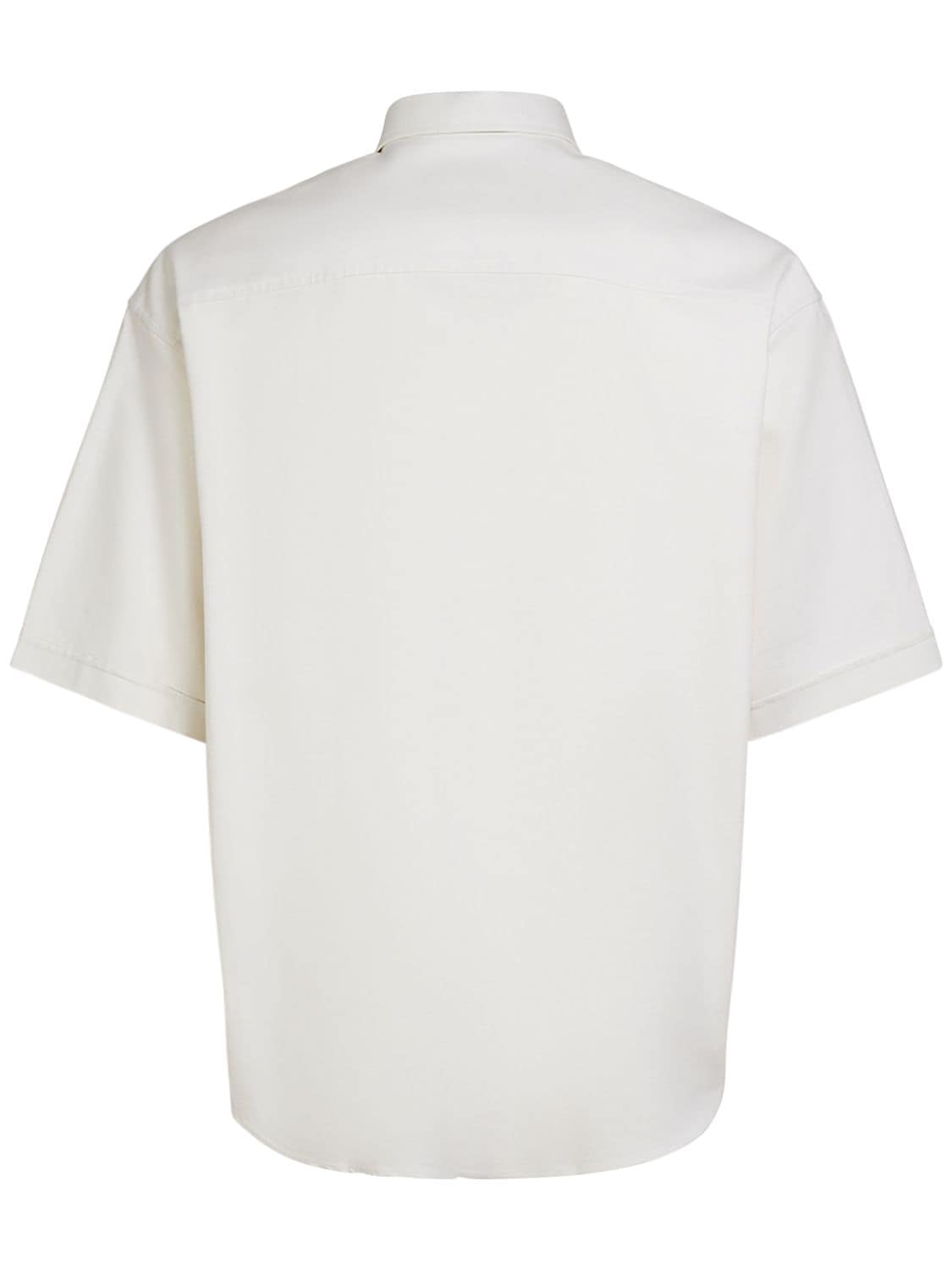 Shop Ami Alexandre Mattiussi Boxy Cotton Oxford Shirt In Chalk