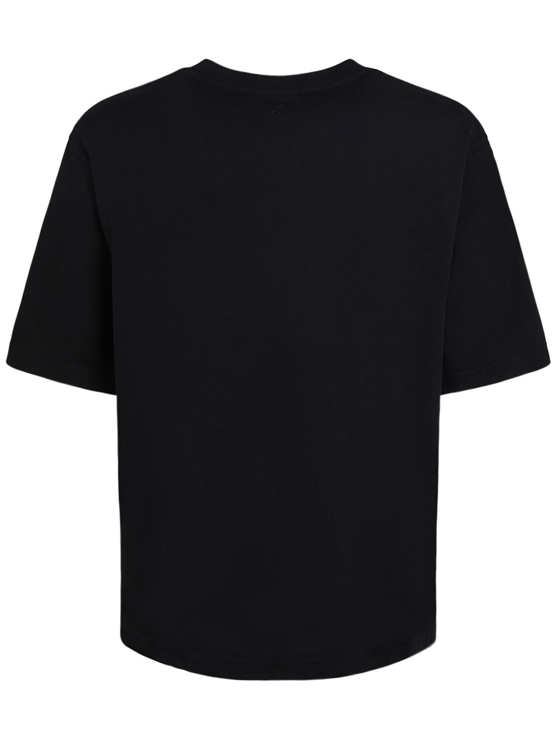 Shop Ami Alexandre Mattiussi Logo Printed Boxy Cotton T-shirt In Black