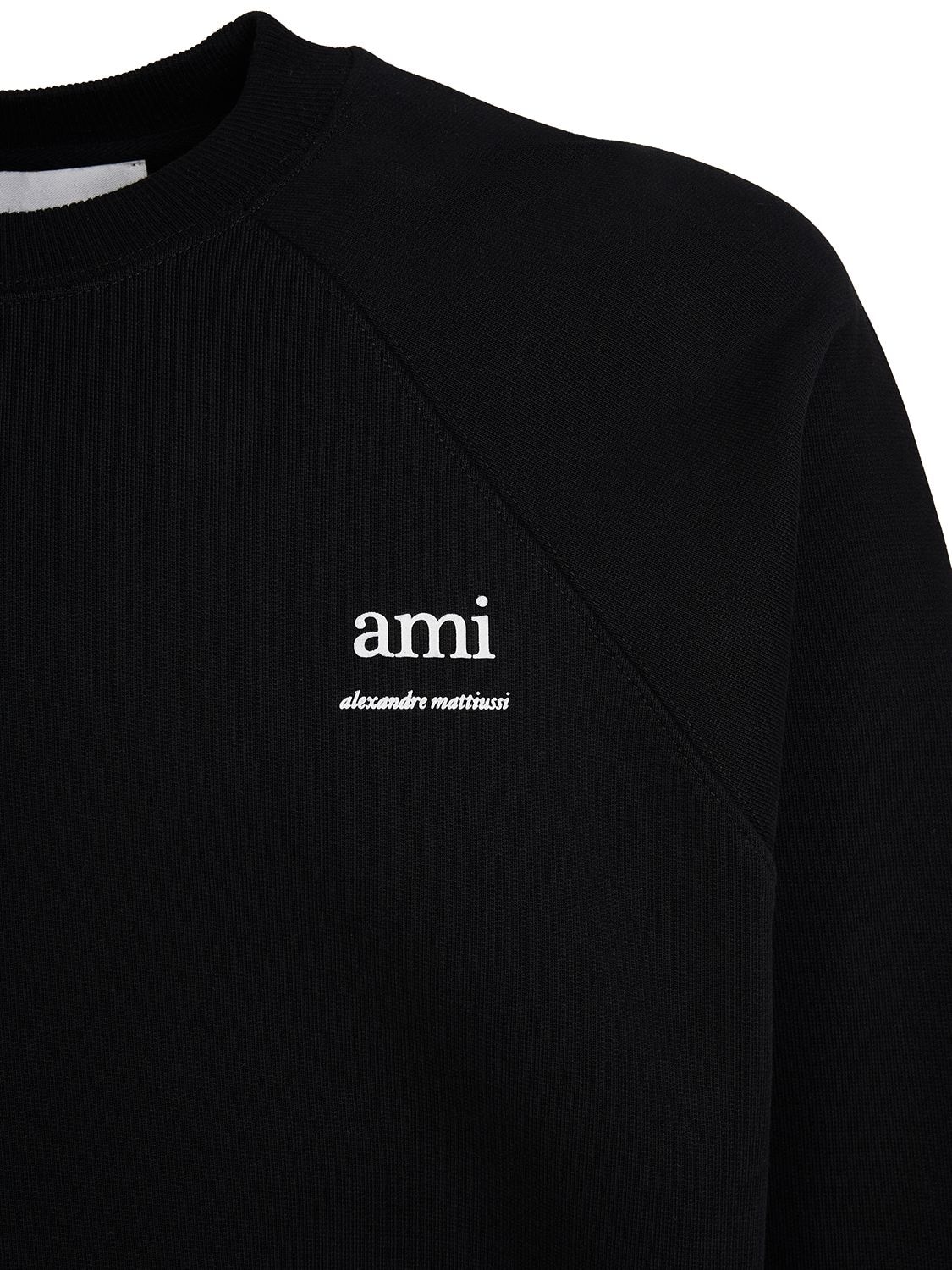 Shop Ami Alexandre Mattiussi Logo Printed Boxy Sweatshirt In Black