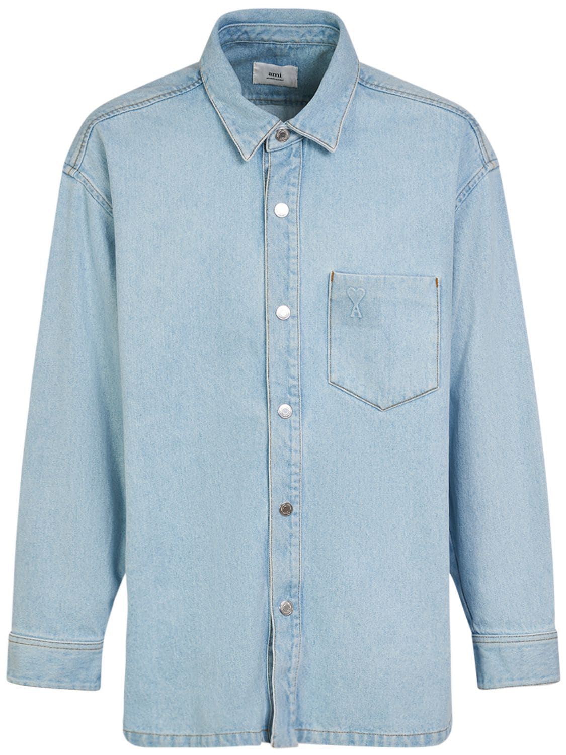 Ami Alexandre Mattiussi Oversized Cotton Denim Overshirt In Blue