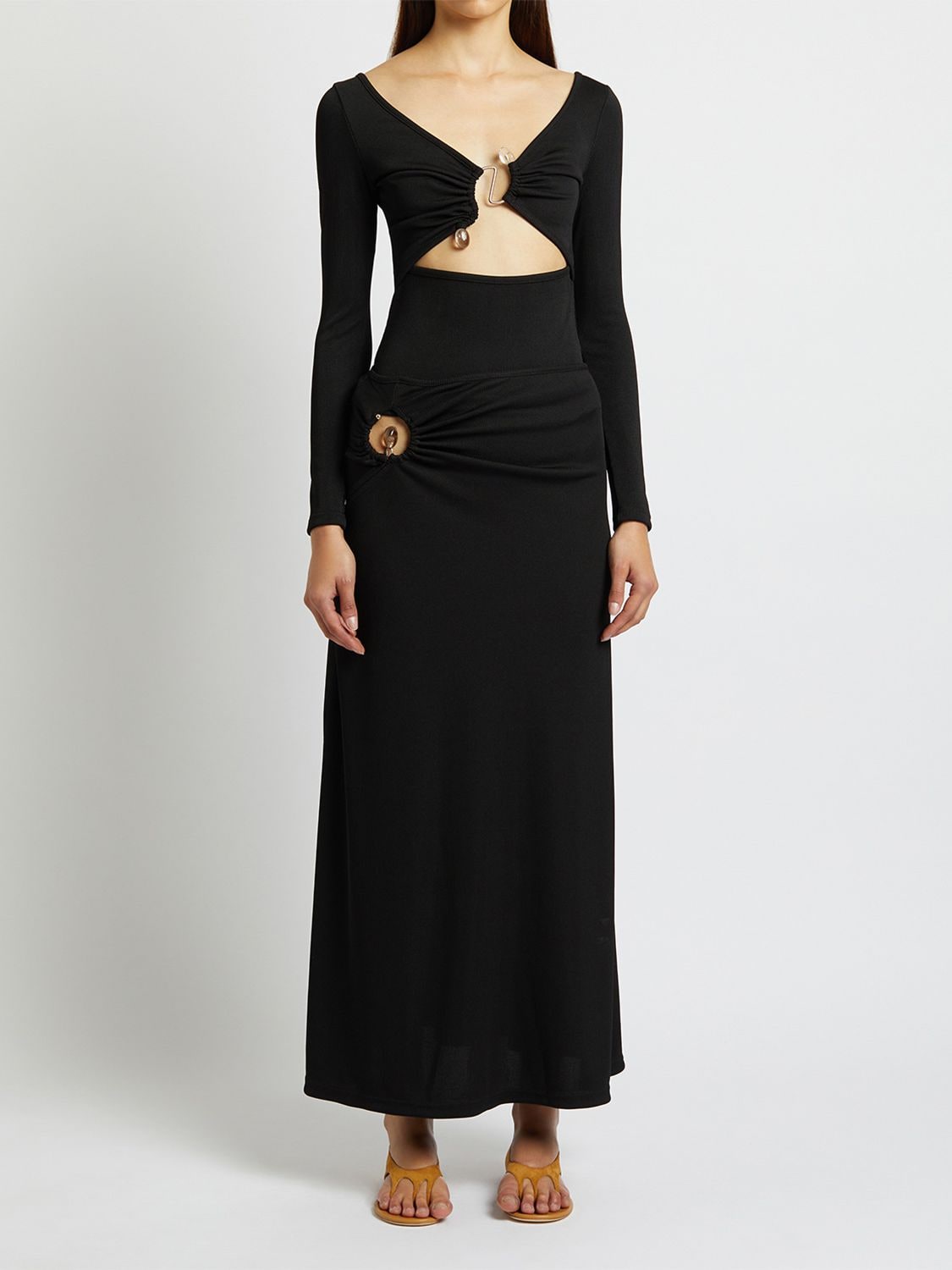 Shop Christopher Esber Callisto Orbit Cutout Long Skirt In Black