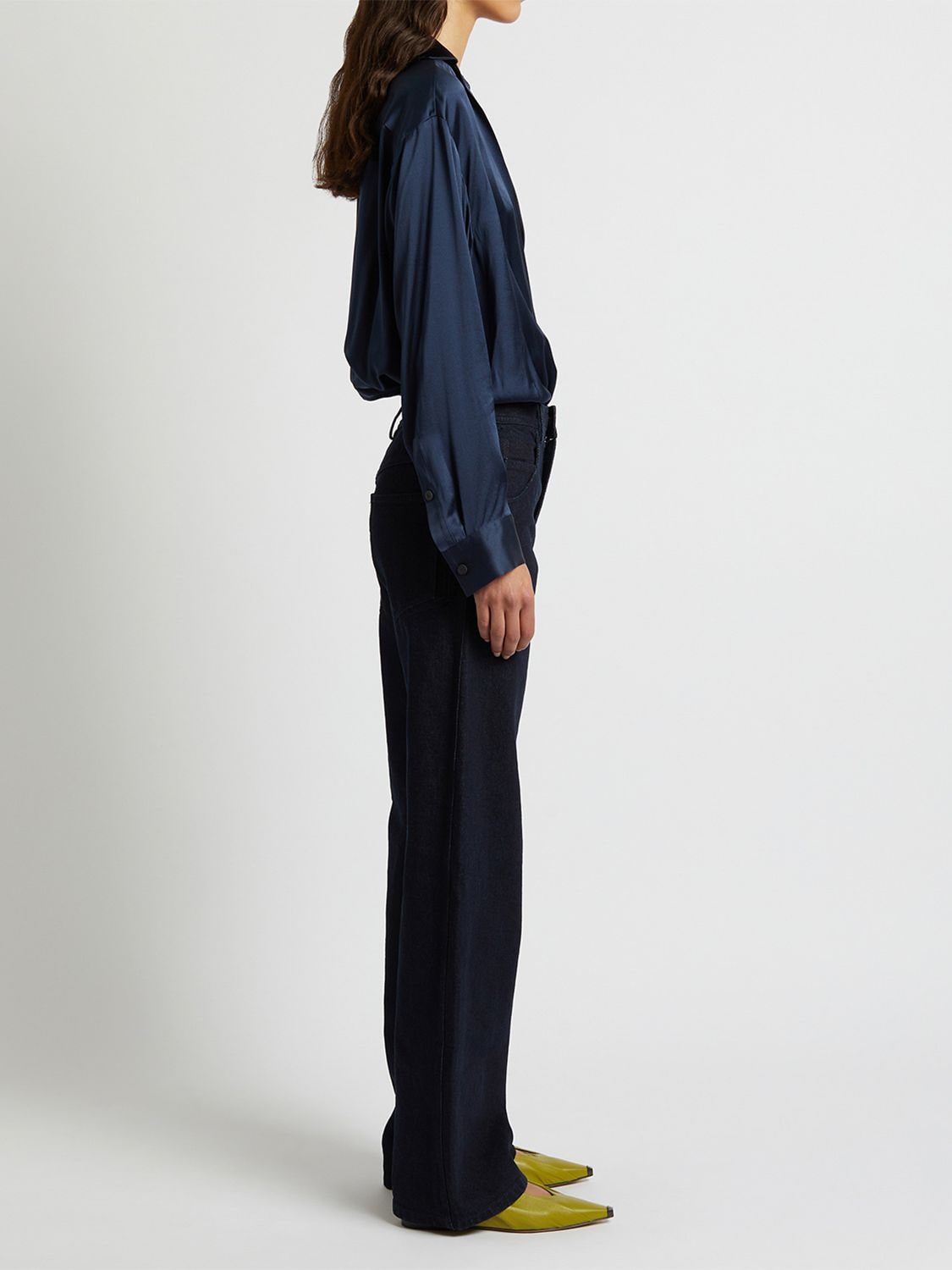 Shop Christopher Esber Reconstruct High Waist Straight Jeans In Navy