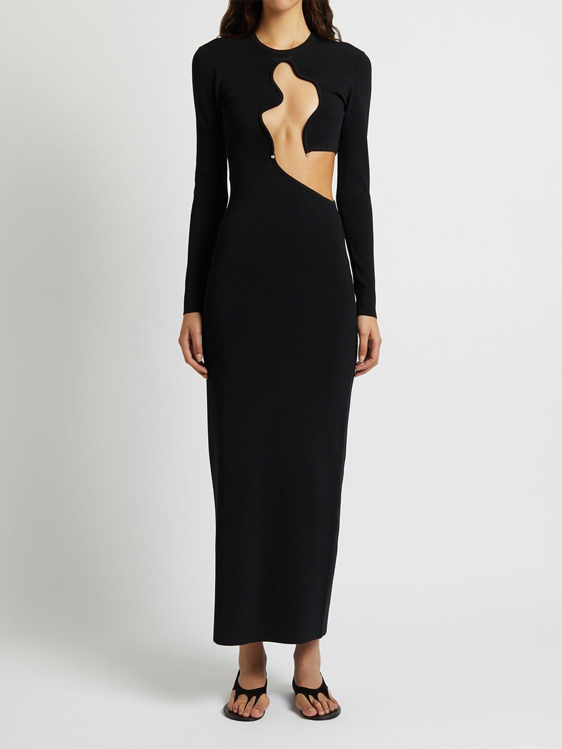 Shop Christopher Esber Salacia Wire Cutout Viscose Maxi Dress In Black