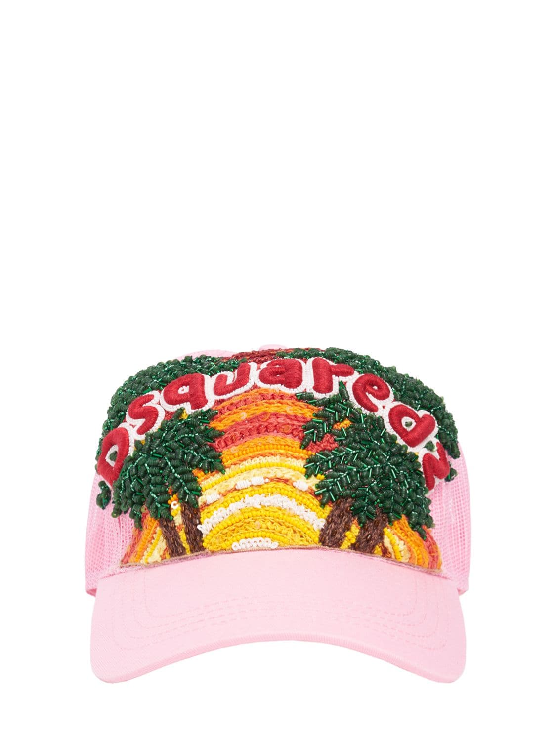Dsquared2 Tropical Patch Trucker Baseball Cap In Pink