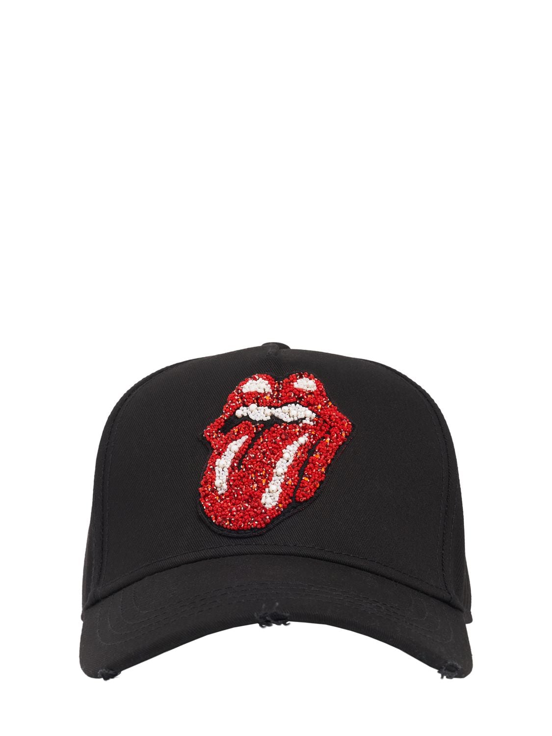 Dsquared2 Rolling Stones Cotton Baseball Cap In Black