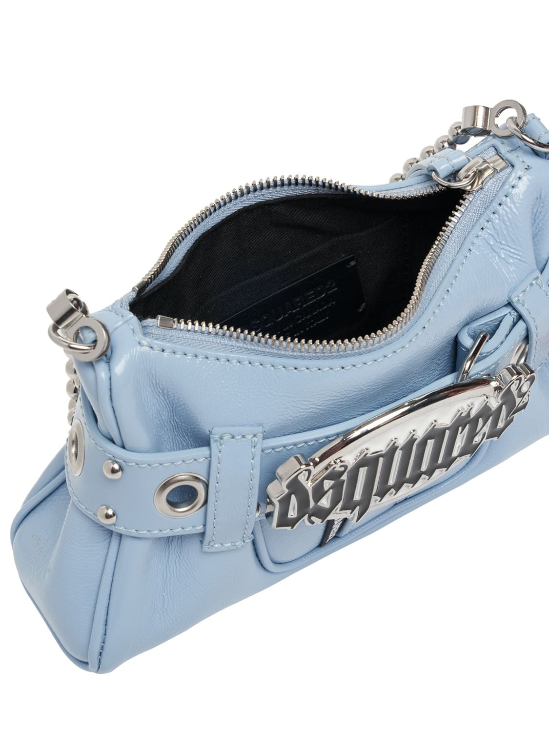 Shop Dsquared2 Gothic  Leather Shoulder Bag In Light Blue