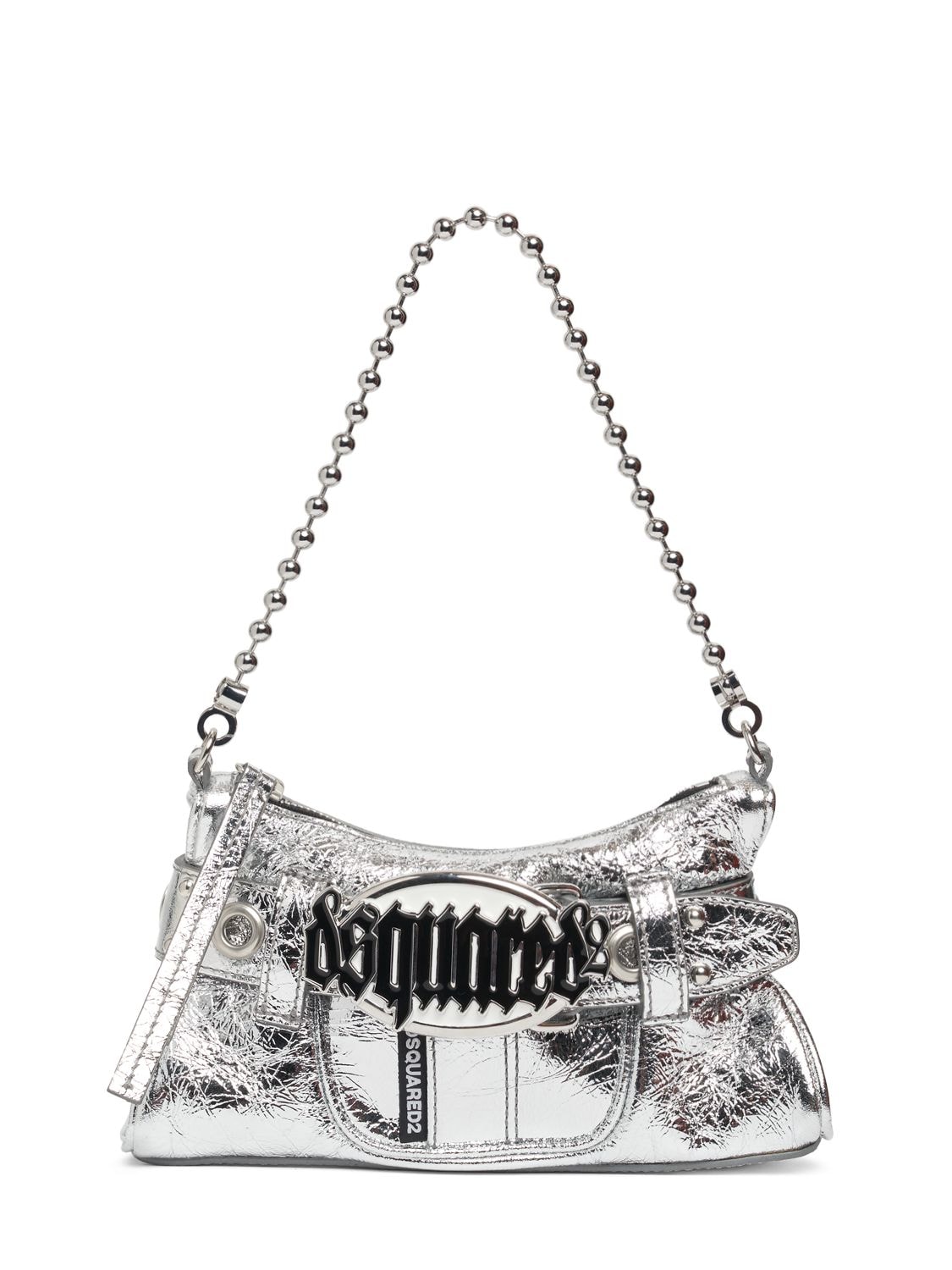 Dsquared2 Gothic  Leather Shoulder Bag In Silver