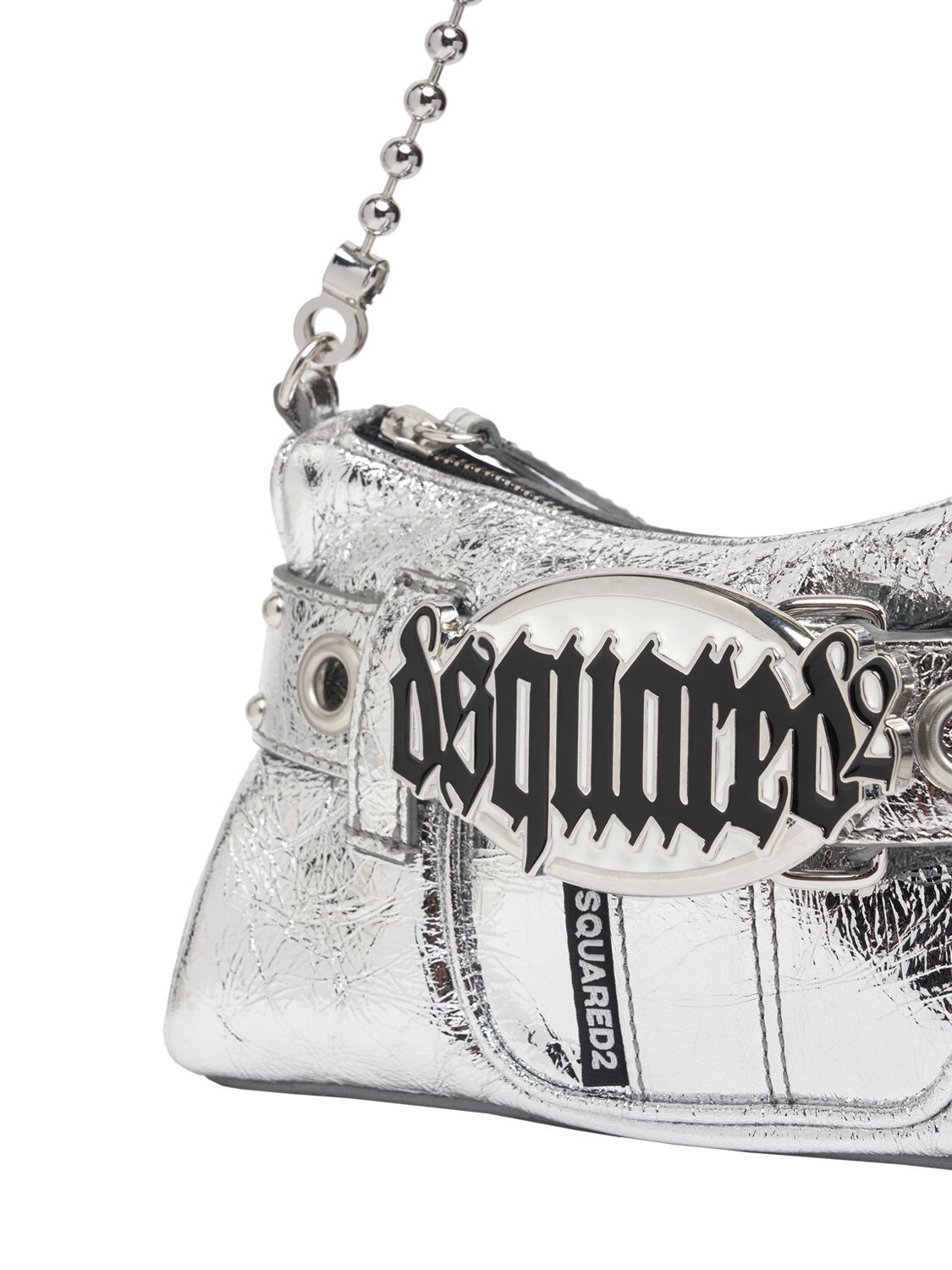 Shop Dsquared2 Gothic  Leather Shoulder Bag In Silver
