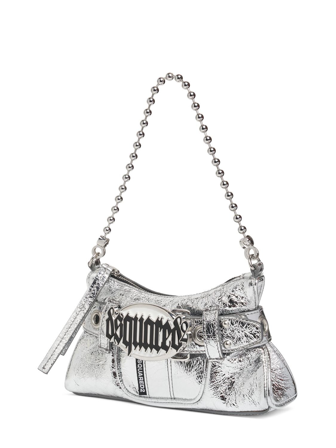 Shop Dsquared2 Gothic  Leather Shoulder Bag In Silver