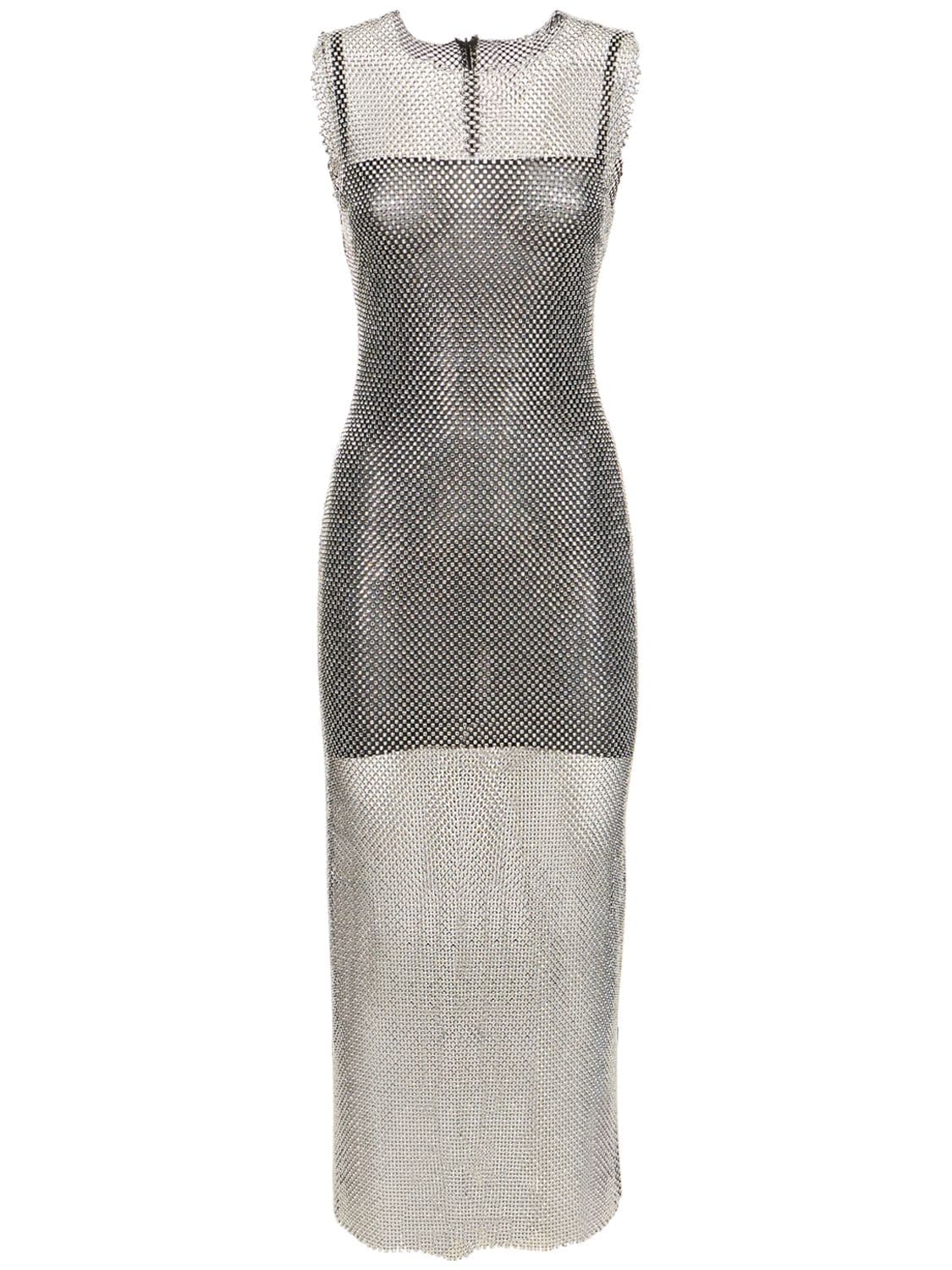 Image of Embellished Net Midi Dress