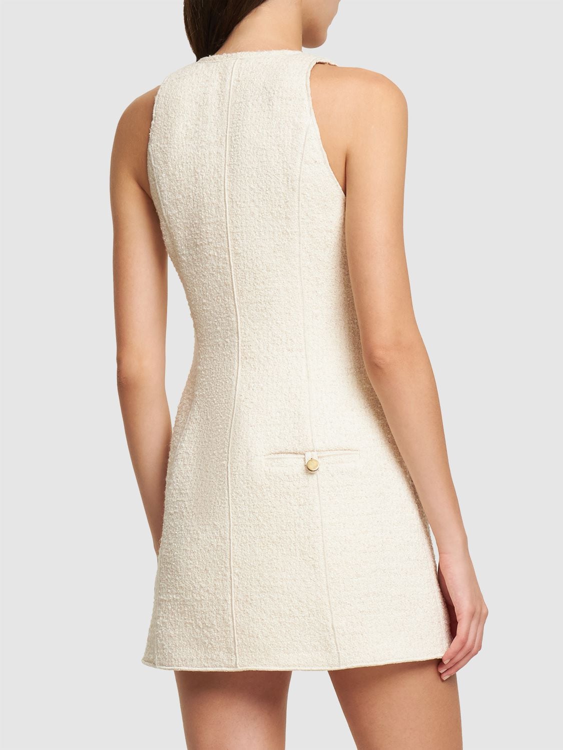 Shop Philosophy Di Lorenzo Serafini Sleeveless Bouclé Mini Dress In Weiss