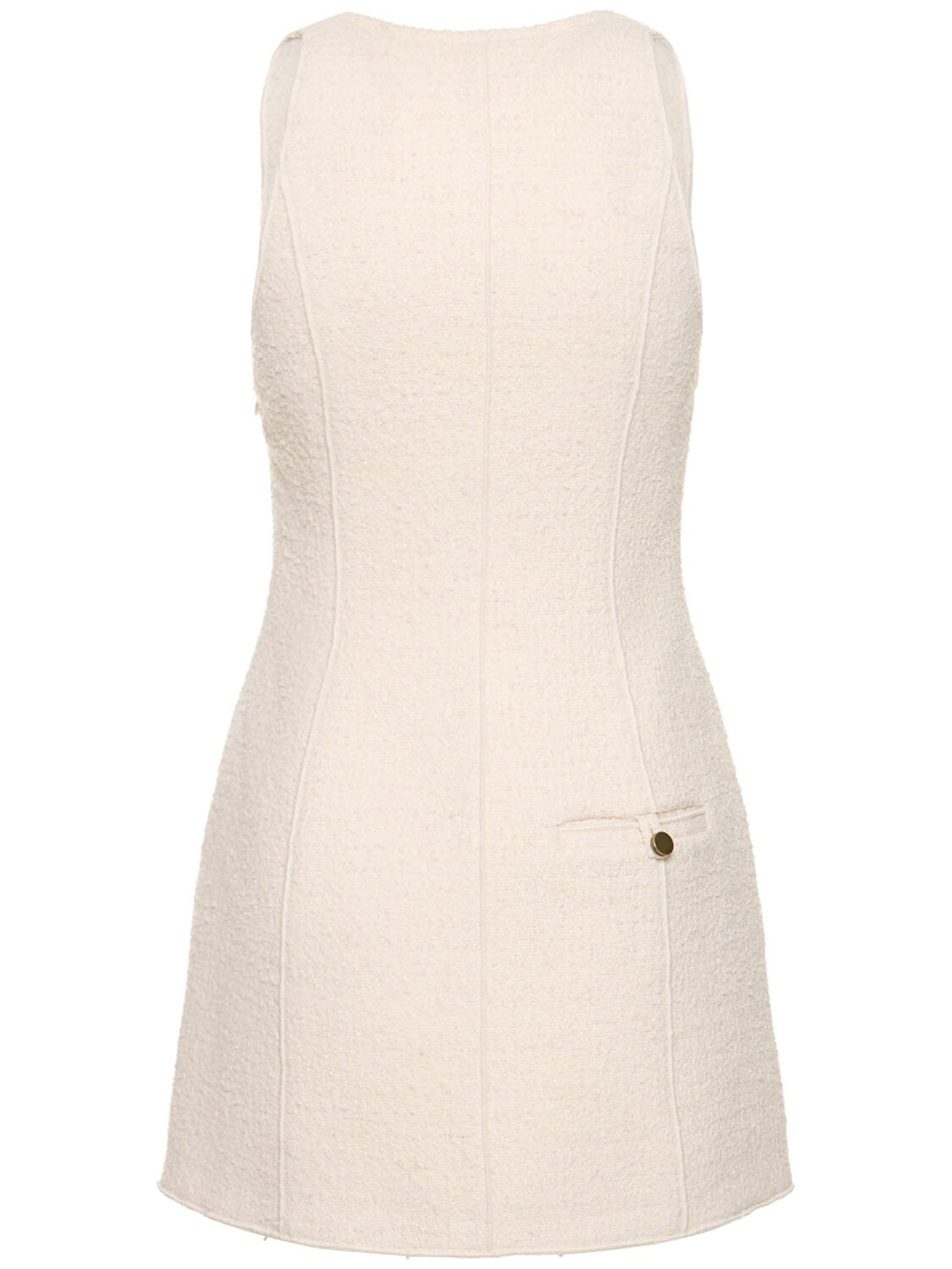 Shop Philosophy Di Lorenzo Serafini Sleeveless Bouclé Mini Dress In Weiss