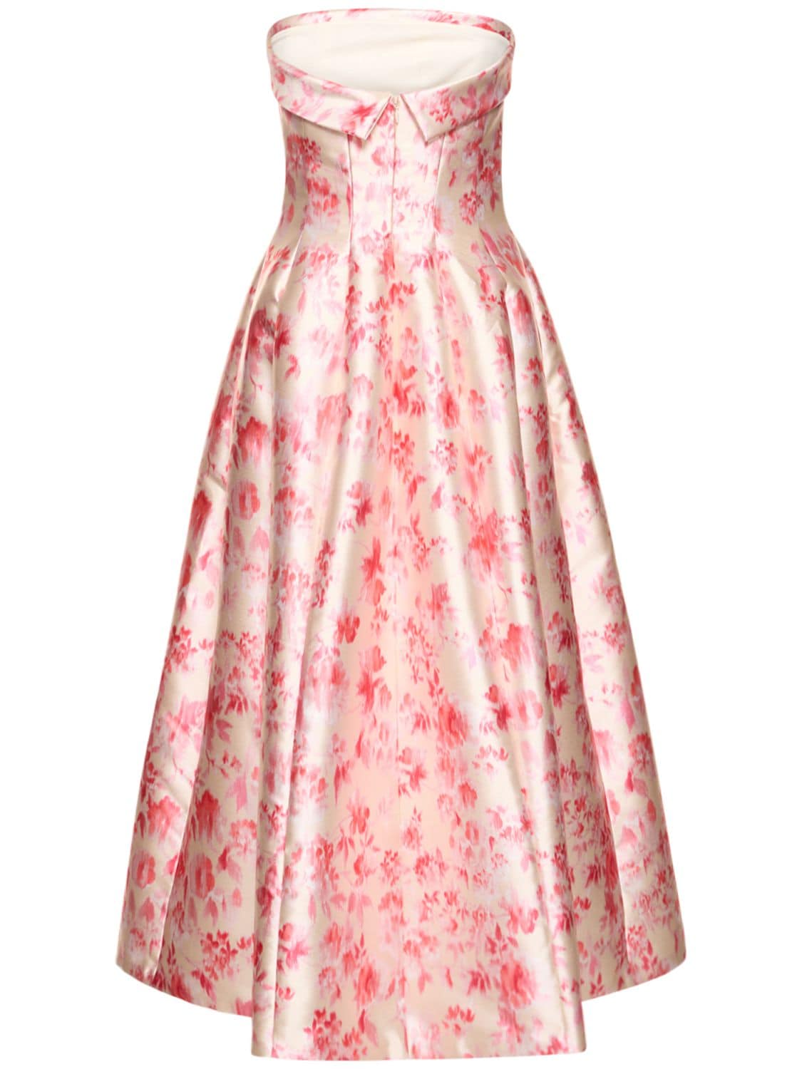 Shop Philosophy Di Lorenzo Serafini Radzmir Printed Strapless Midi Dress In Pink,weiss