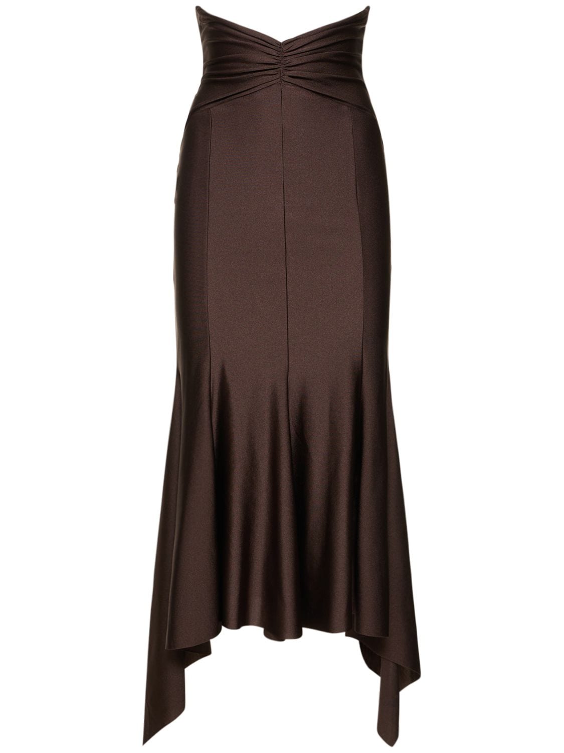 Image of Lycra Asymmetric Midi Skirt