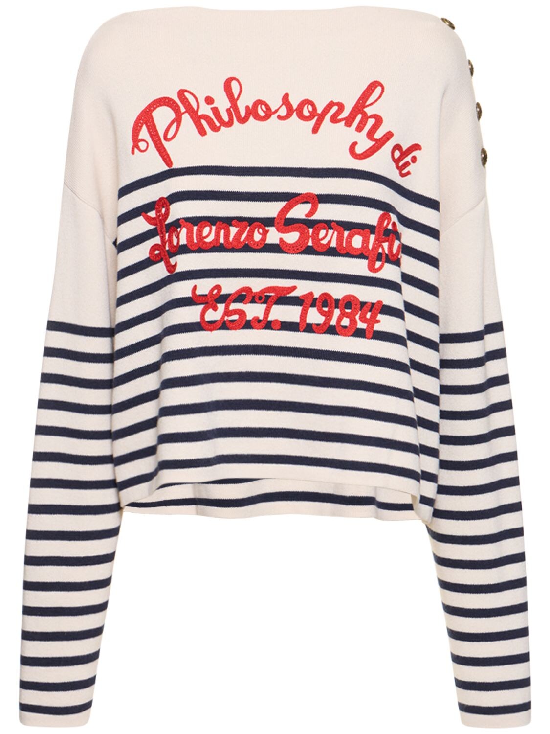 Philosophy Di Lorenzo Serafini Pullover Aus Baumwolle Und Wolle Mit Logo In Weiss,blau