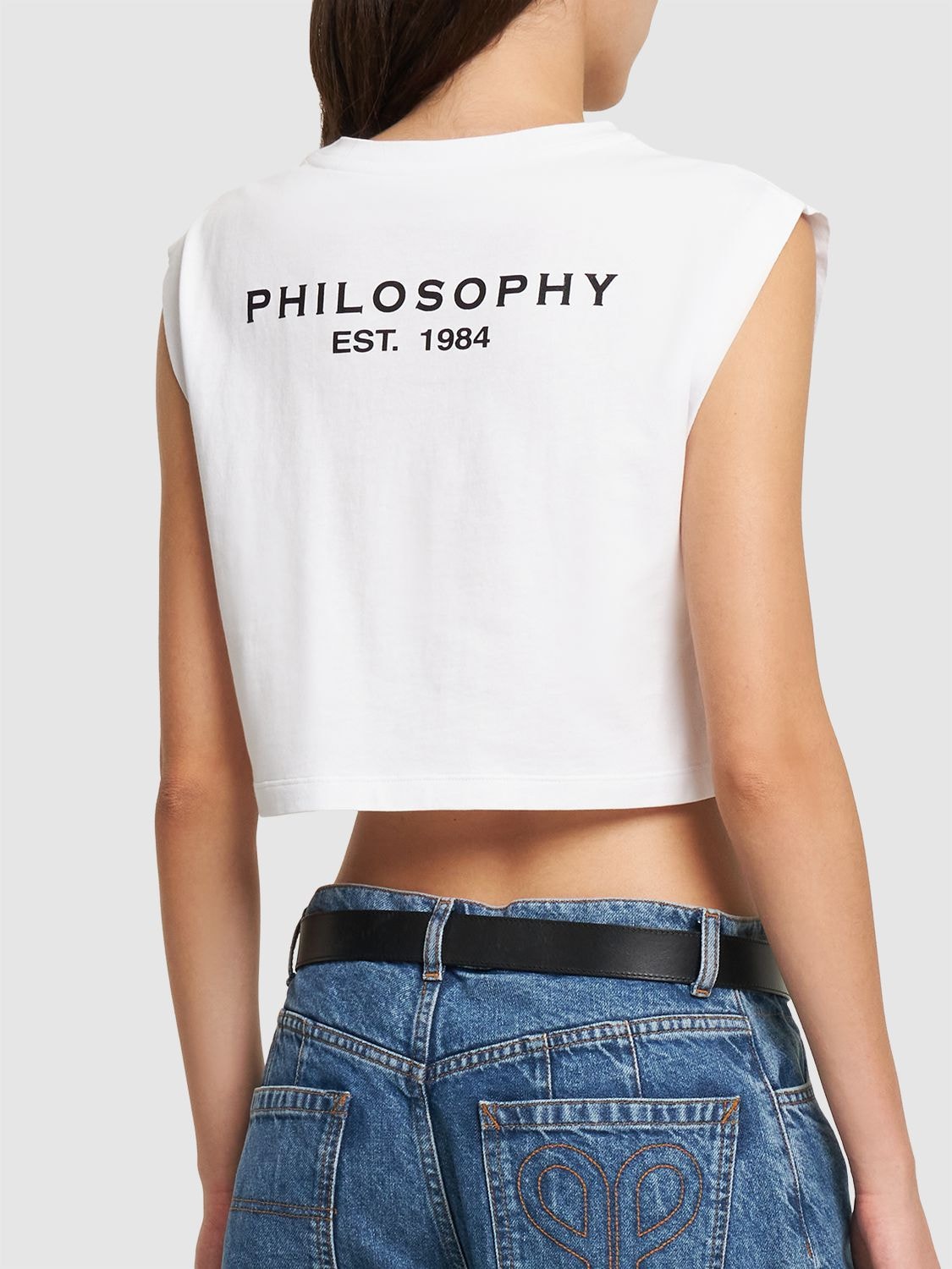 Shop Philosophy Di Lorenzo Serafini Cropped Logo T-shirt In Weiss