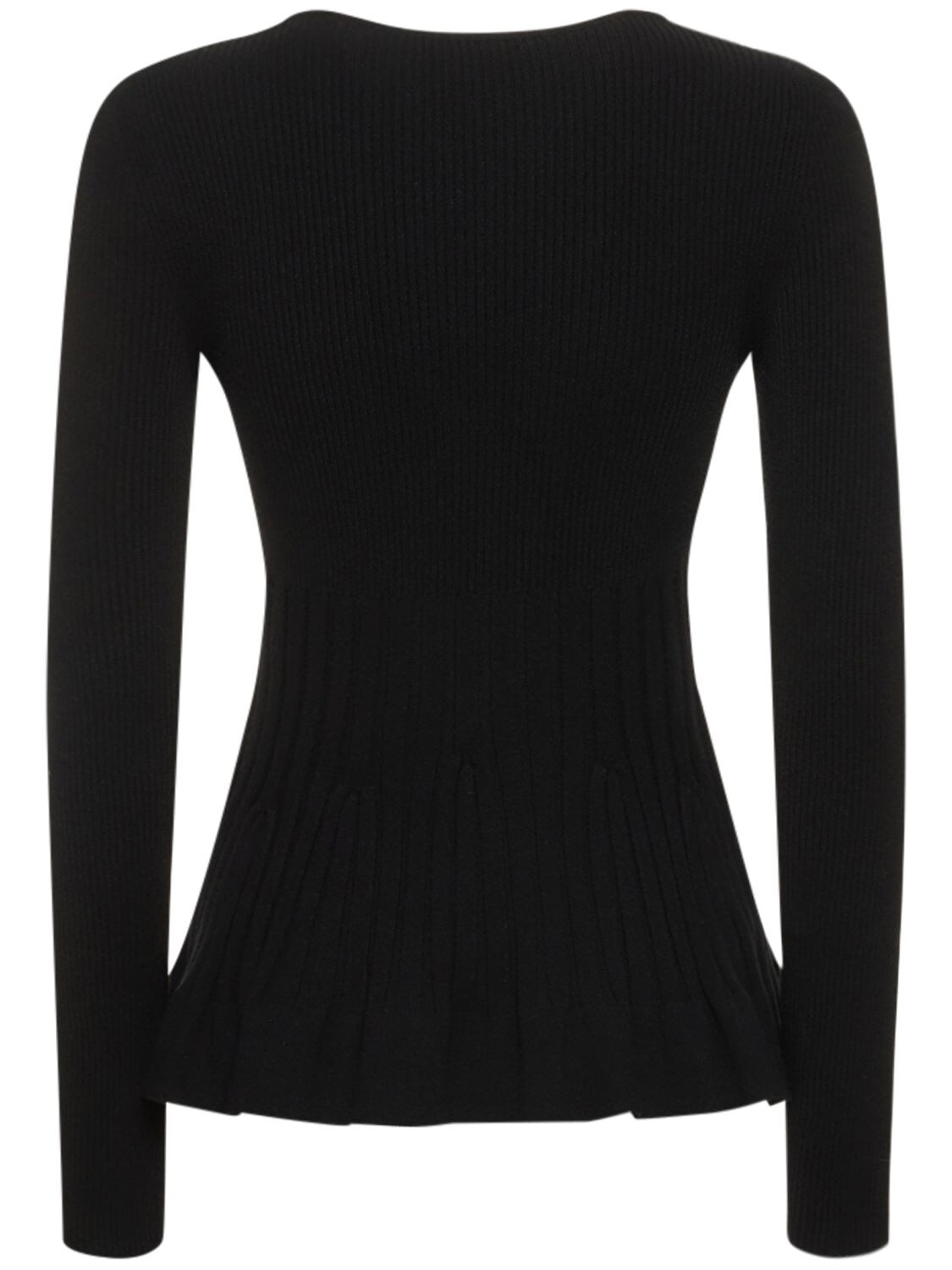 Shop Philosophy Di Lorenzo Serafini Ribbed Viscose Blend Top W/ Cutout In Schwarz