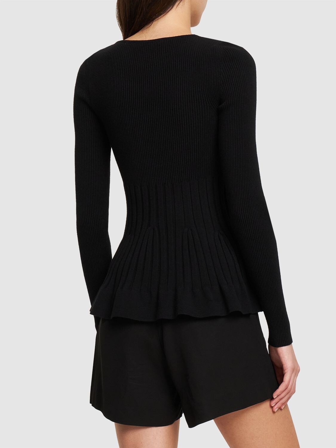 Shop Philosophy Di Lorenzo Serafini Ribbed Viscose Blend Top W/ Cutout In Schwarz