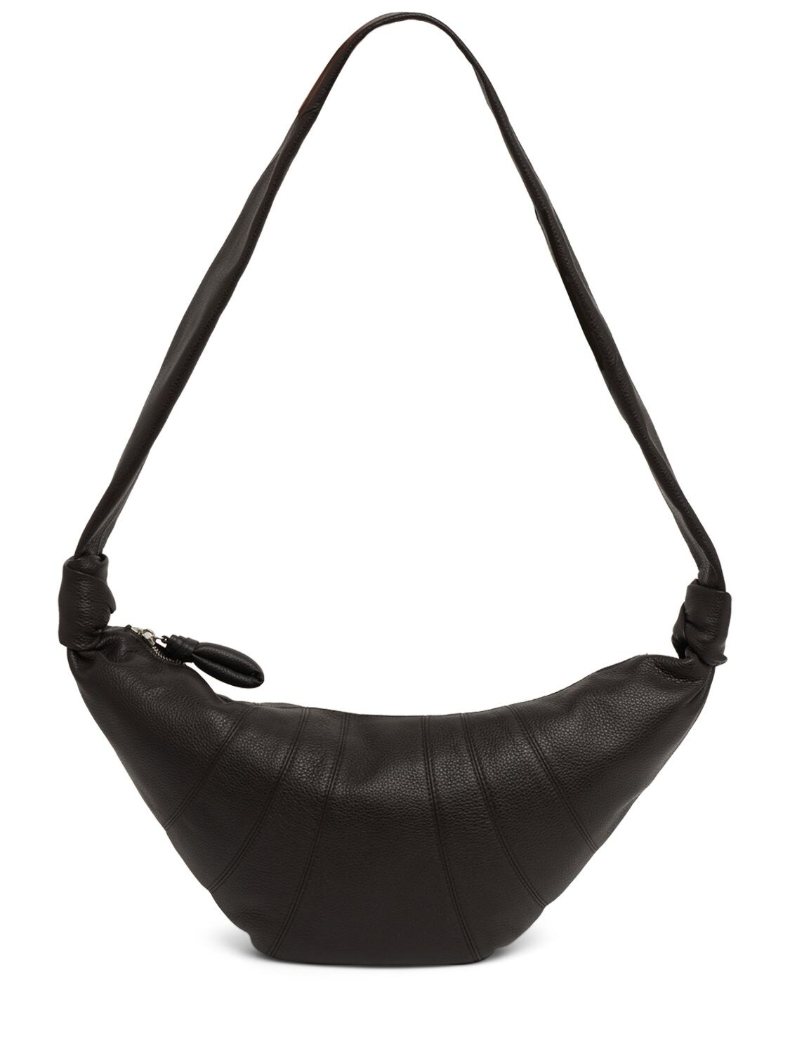 Lemaire Small Croissant Grain Leather Bag In Black