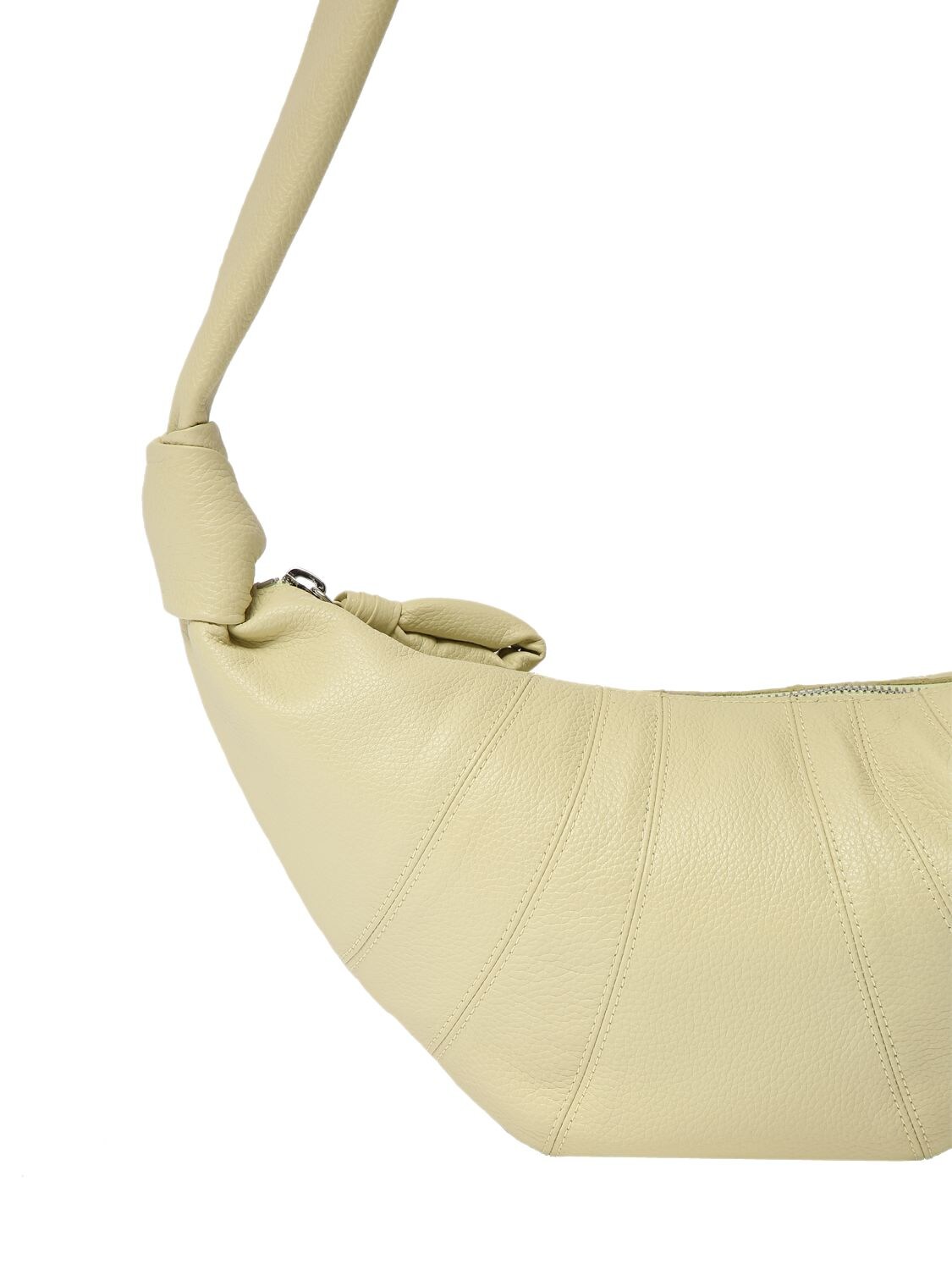 Shop Lemaire Small Croissant Grain Leather Bag In Dusty Yellow