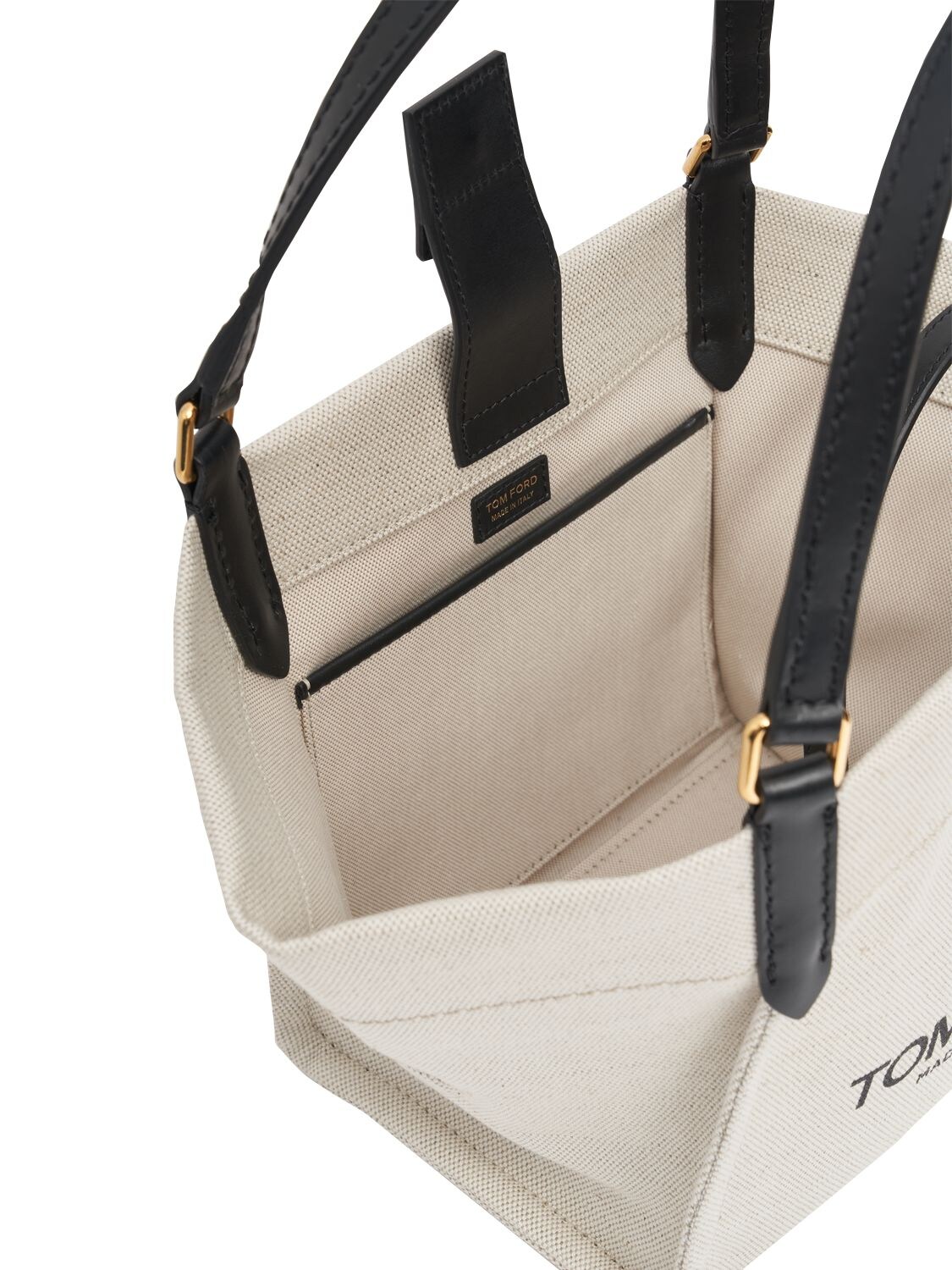 Shop Tom Ford Small Amalfi Canvas Tote Bag In Rope,black