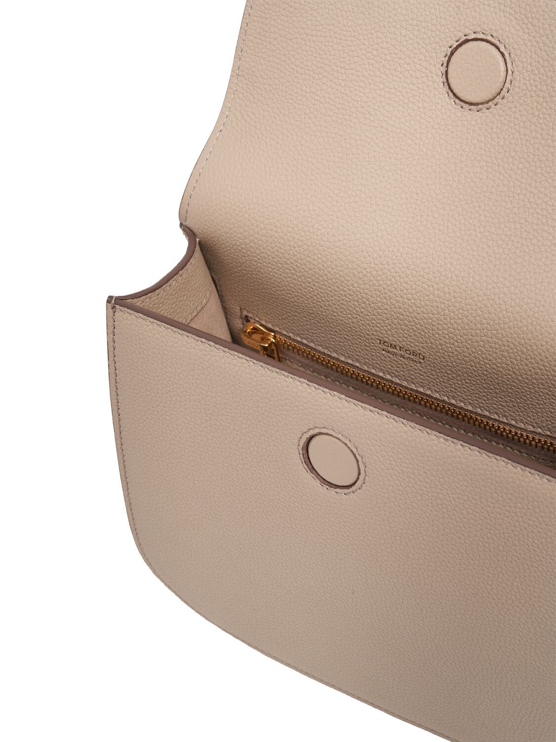 Shop Tom Ford Mini Tara Leather Crossbody Bag In Silk Taupe
