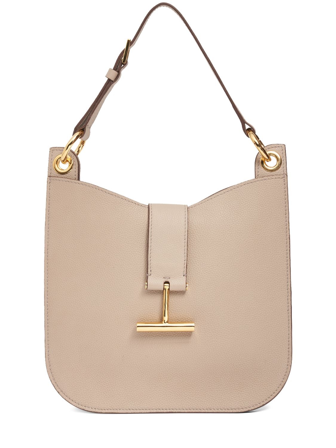 Tom Ford Small Leather Crossbody Bag In Silk Taupe