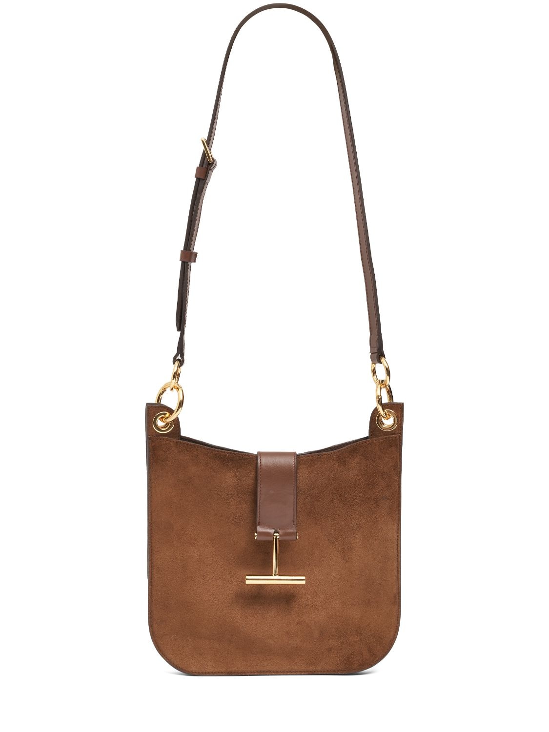 Tom Ford Small Suede Crossbody Bag In Whiskey