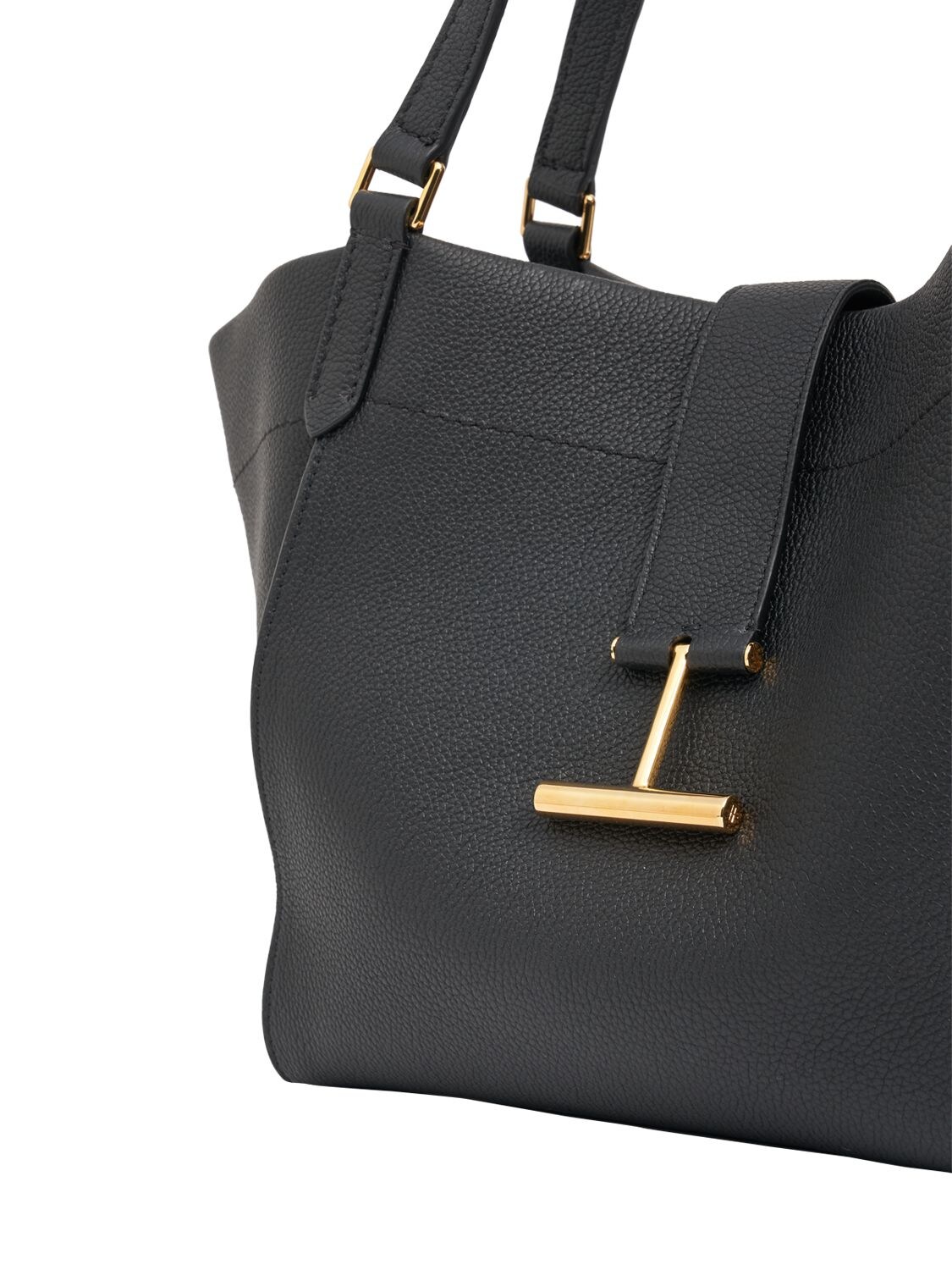 Shop Tom Ford Medium Tara Grain Leather Tote Bag In Black