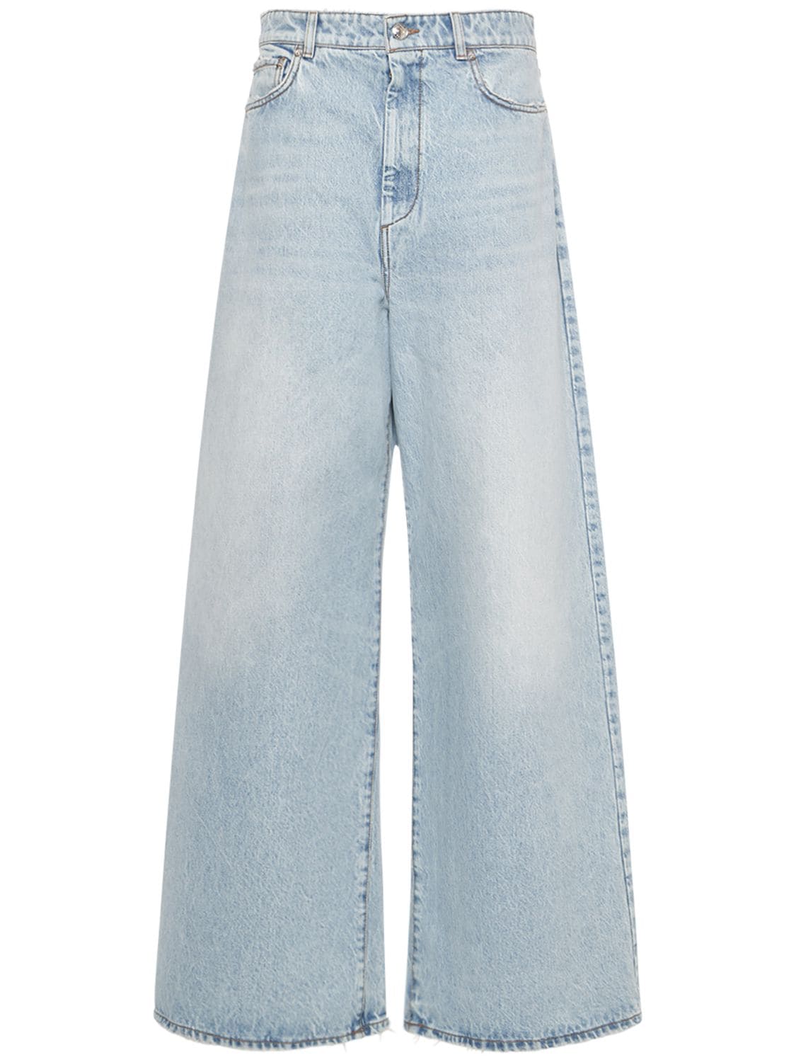 Sportmax Angri Low Rise Denim Wide Jeans In Light Blue